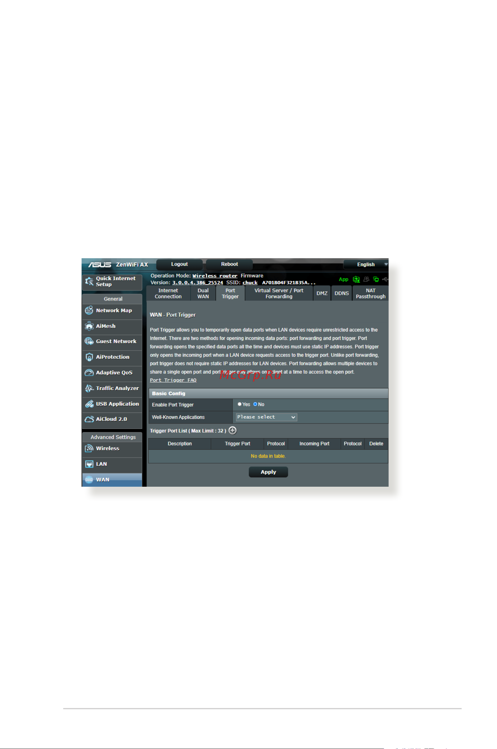 Asus ZenWiFi AX (XT8) [71/156] Port trigger