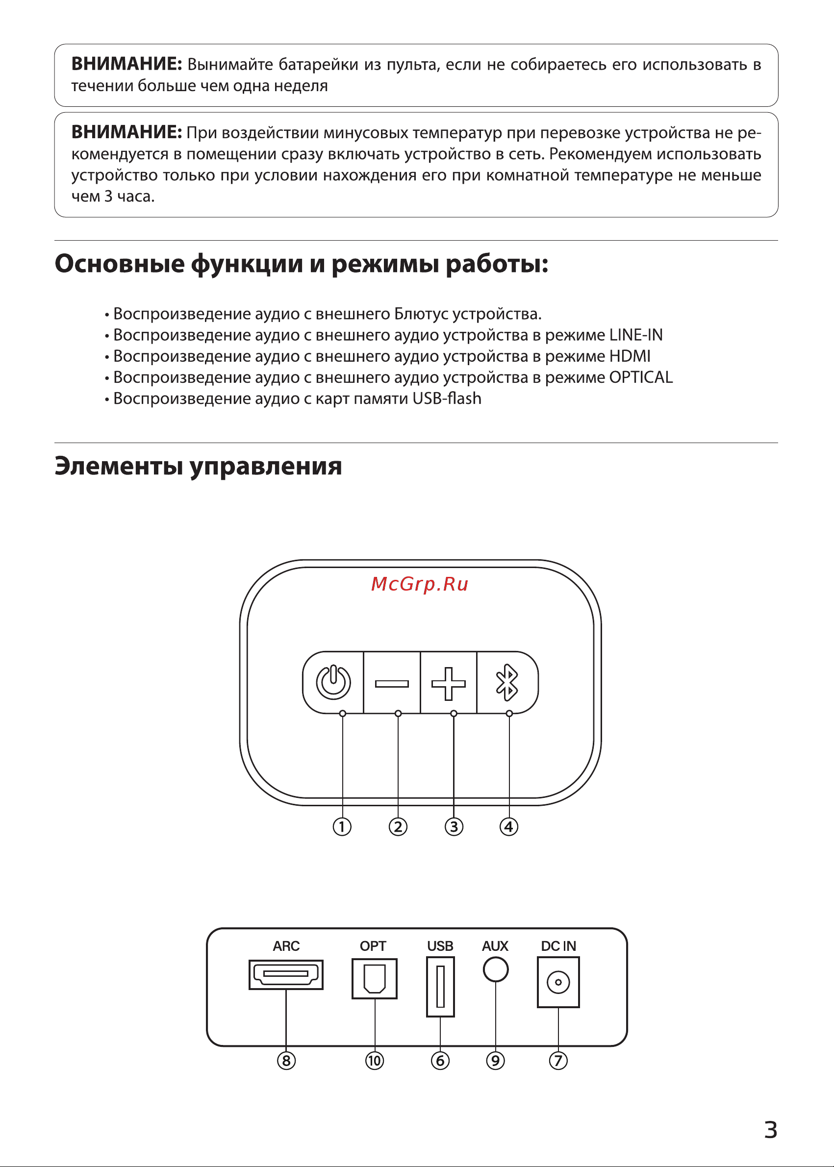Ginzzu GM-503 [3/12] Основные функции и режимы работы