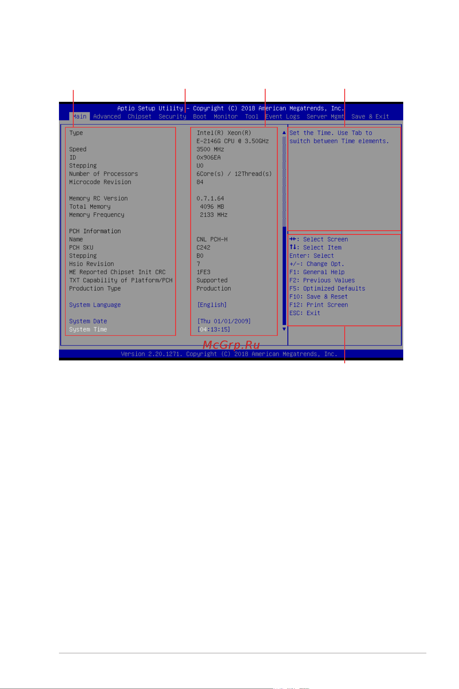 Asus RS100-E10-PI2 [93/168] Bios menu screen