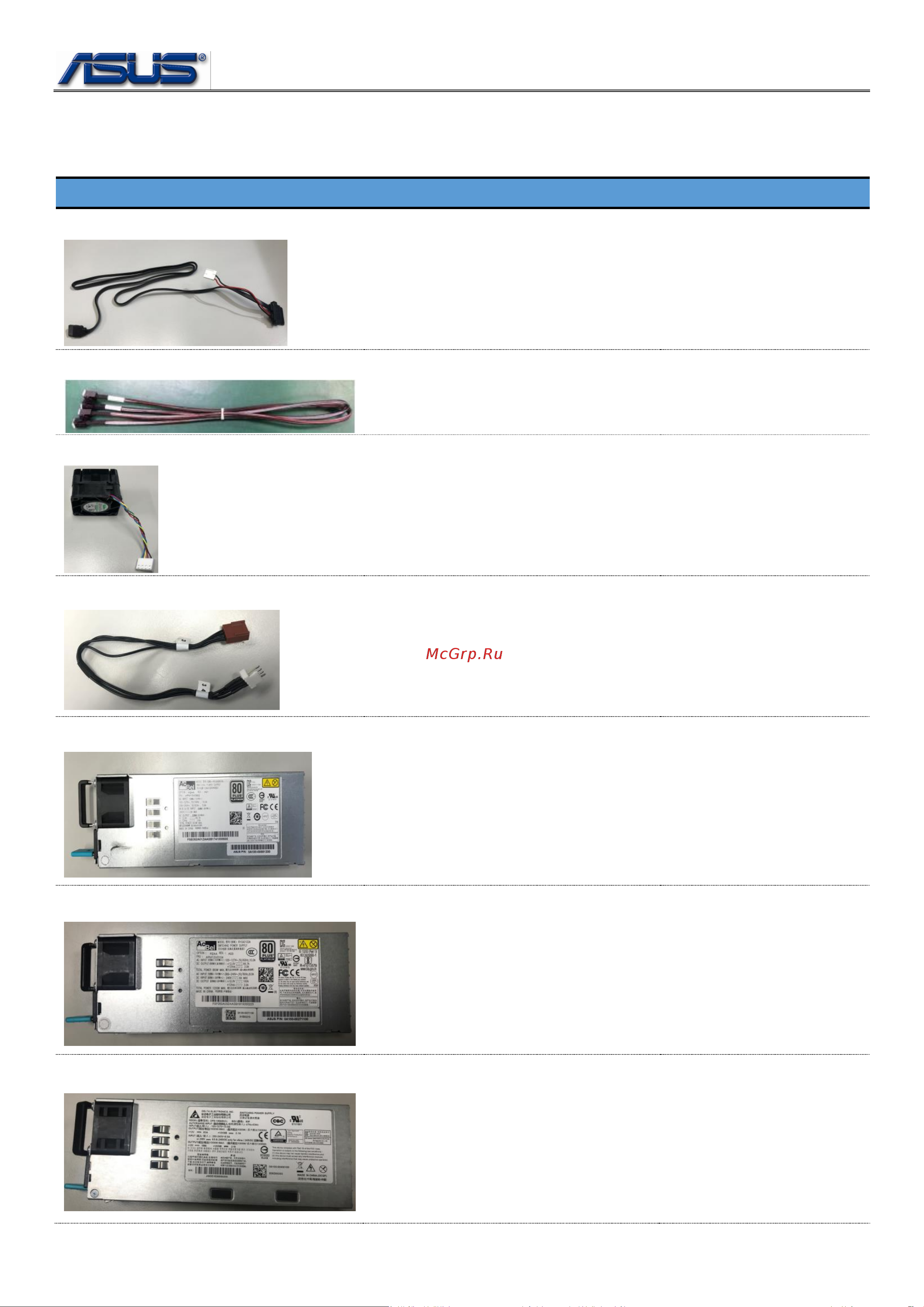 Asus RS720-E9-RS8-G [3/4] Component description part no