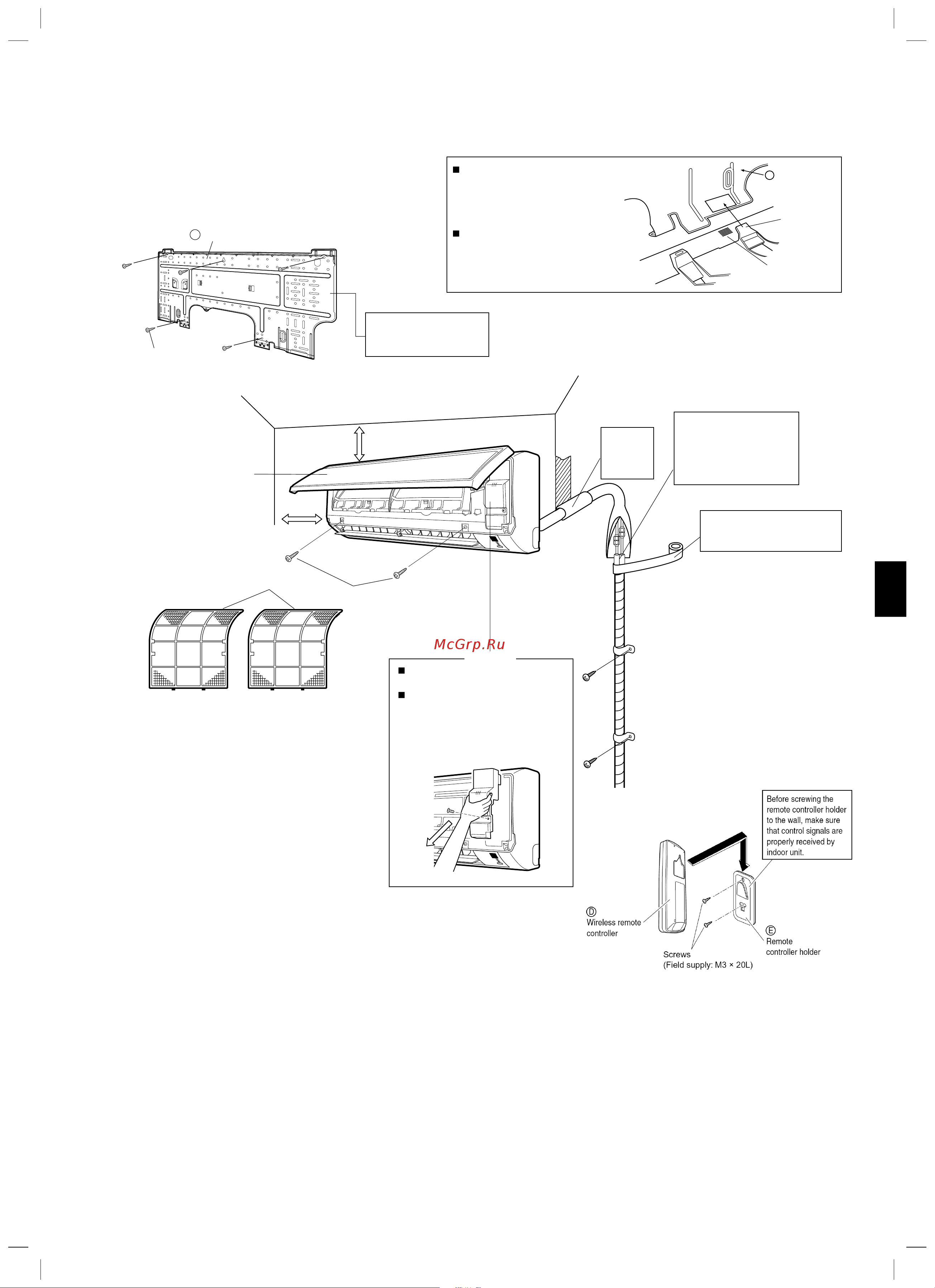 Daikin FTXB25BV1 [6/38] Indoor unit installation drawings