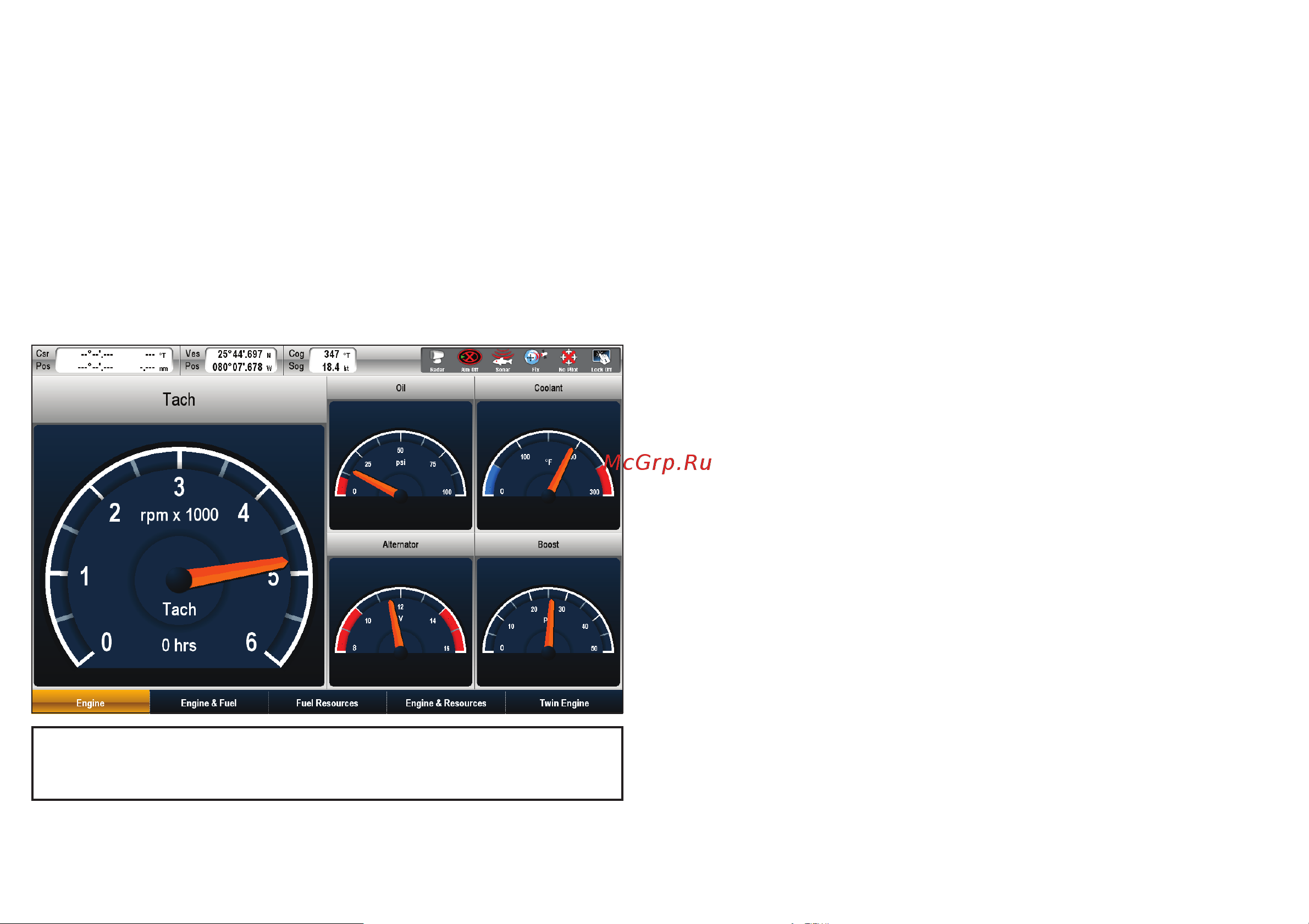 Raymarine E140 Widescreen [188/250] Приложение двигатель