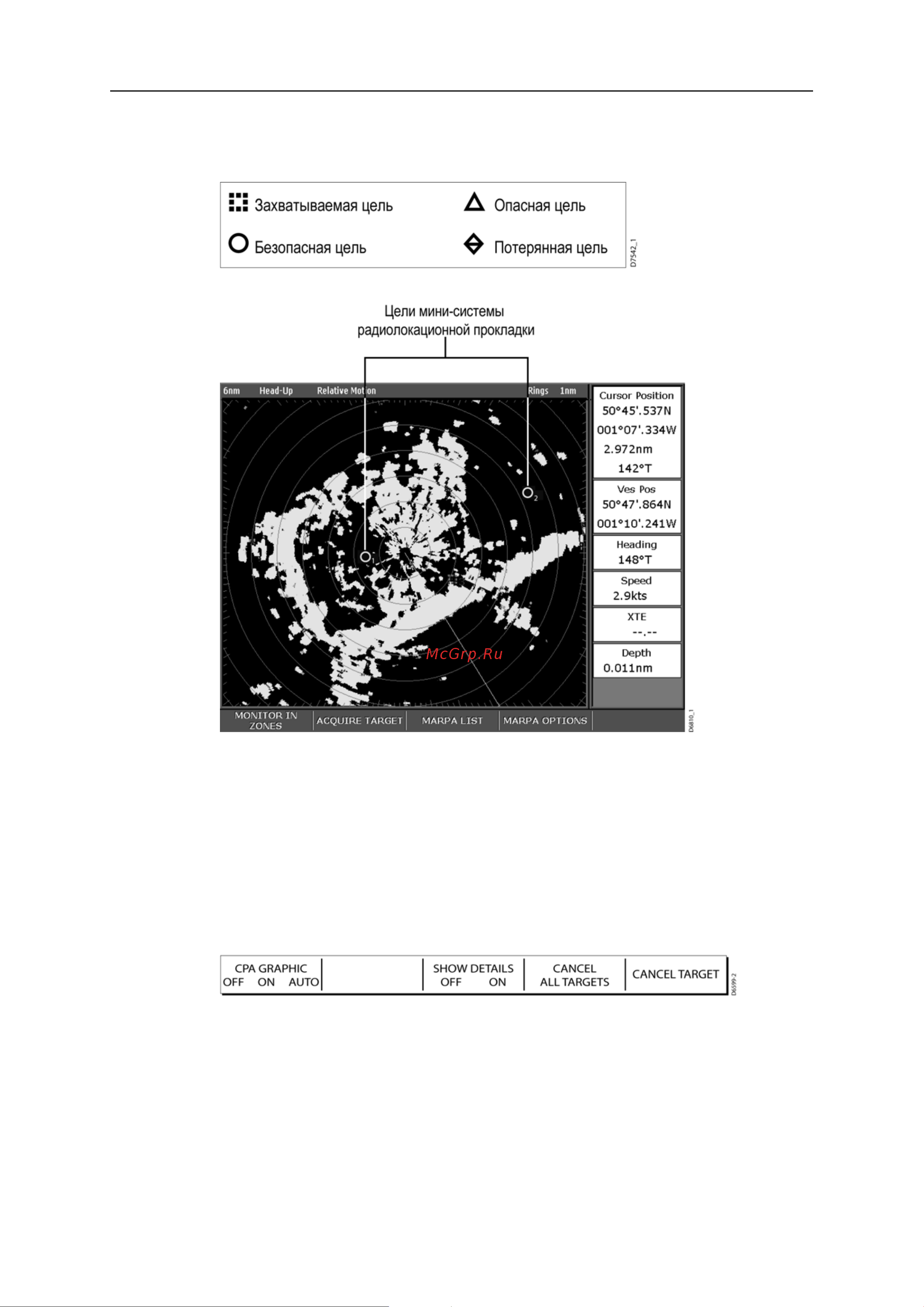 Raymarine Е120 Е02013 [117/200] Как цели отображаются на экране