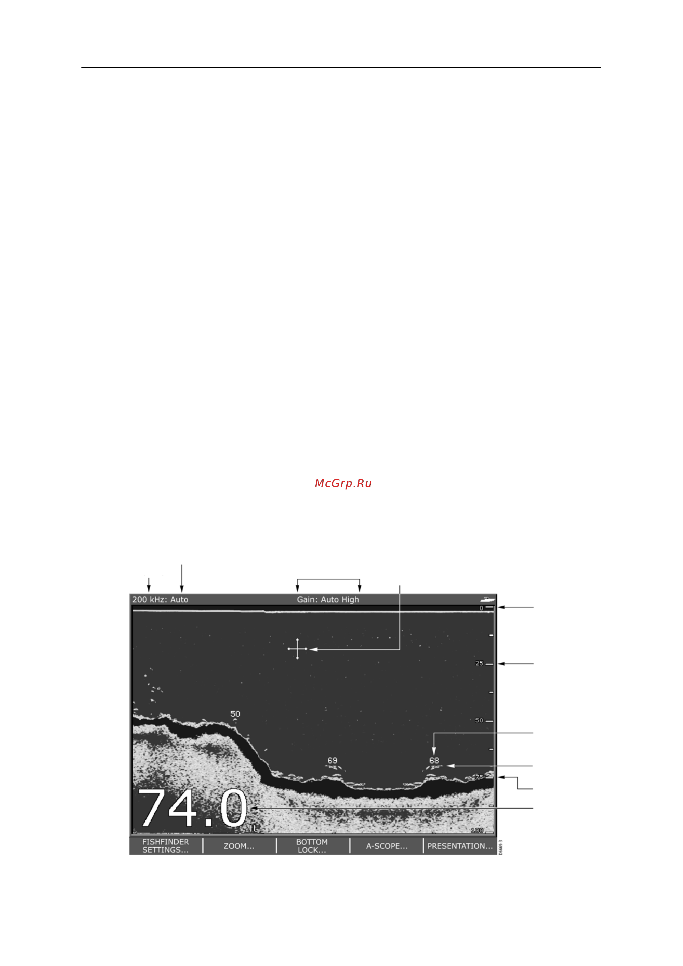 Raymarine Е120 Е02013 [124/200] Что отображается в окне рыбопоискового