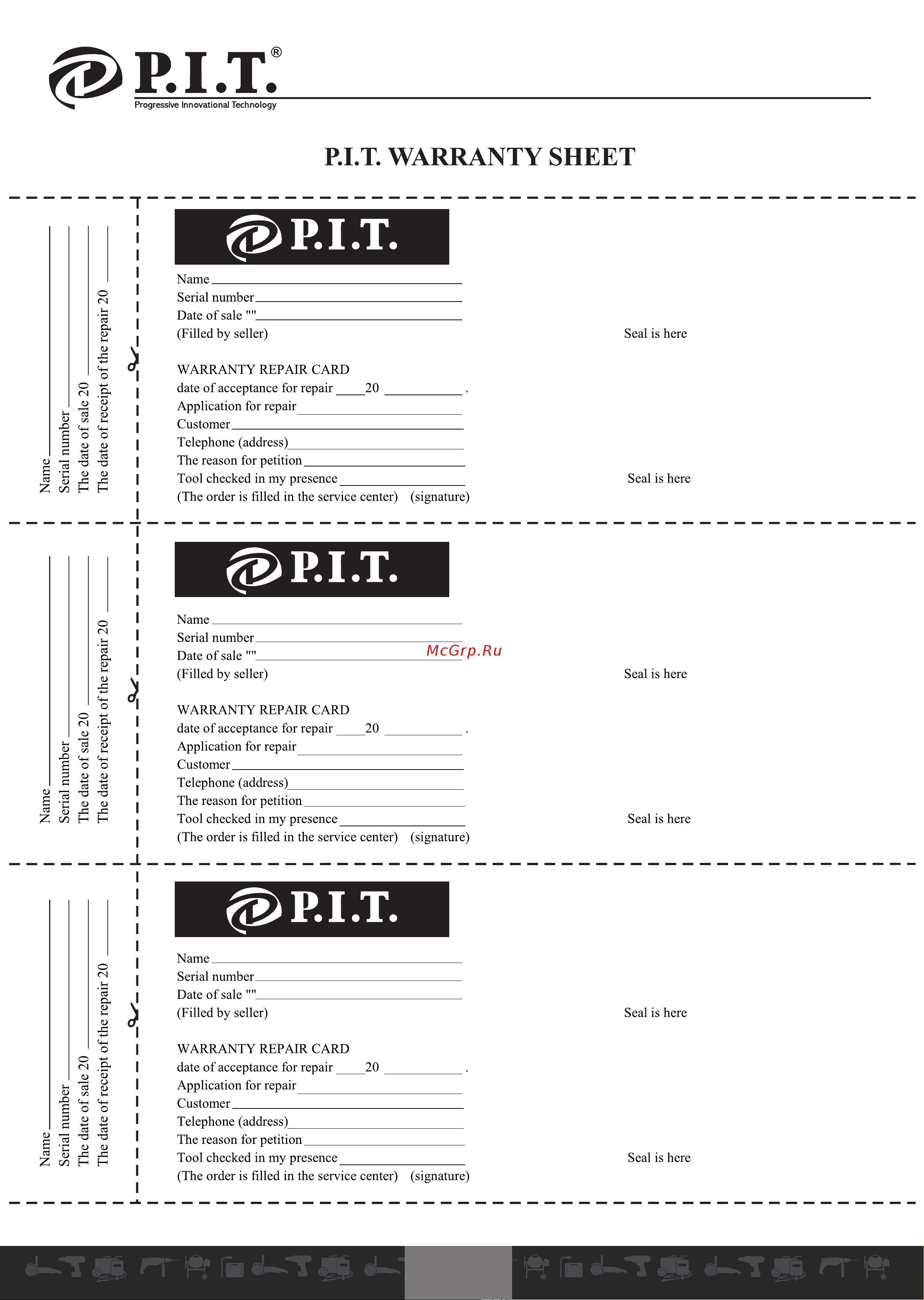 P.I.T. PLM20H-330A/1 [25/30] P i t warranty sheet