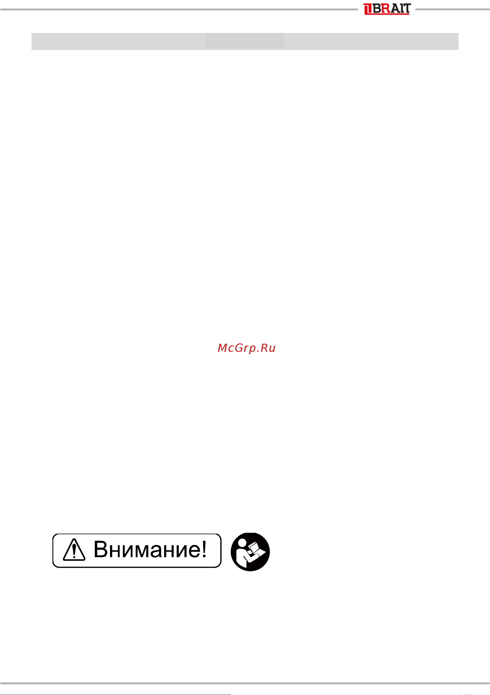 BRAIT BR-52/000 [3/20] Внимательно изучите данную инструкцию по эксплуатации и техническому обслуживанию храните её в защищенном месте