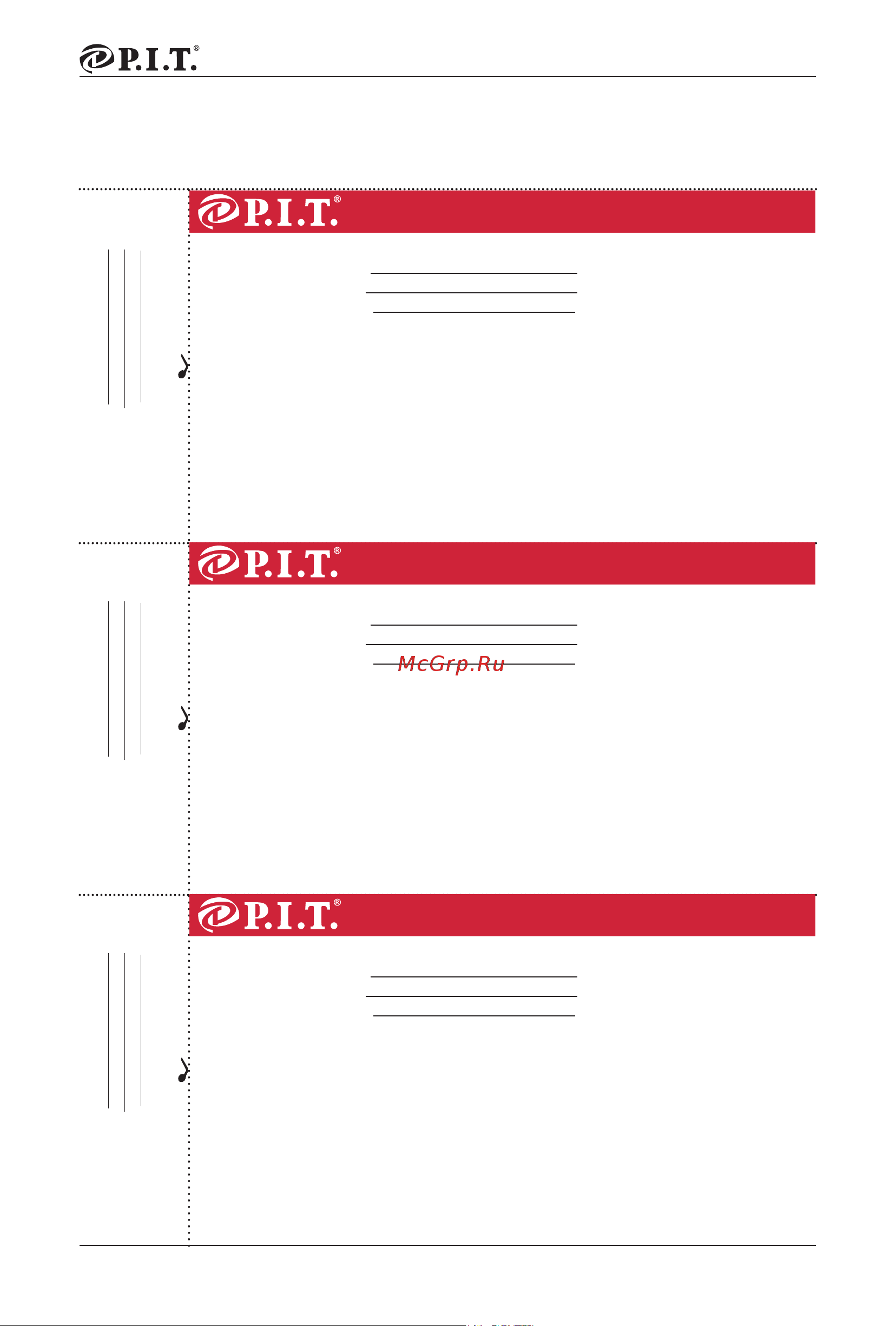 P.I.T. PMT20H-035A SOLO [22/24] P i t warranty card