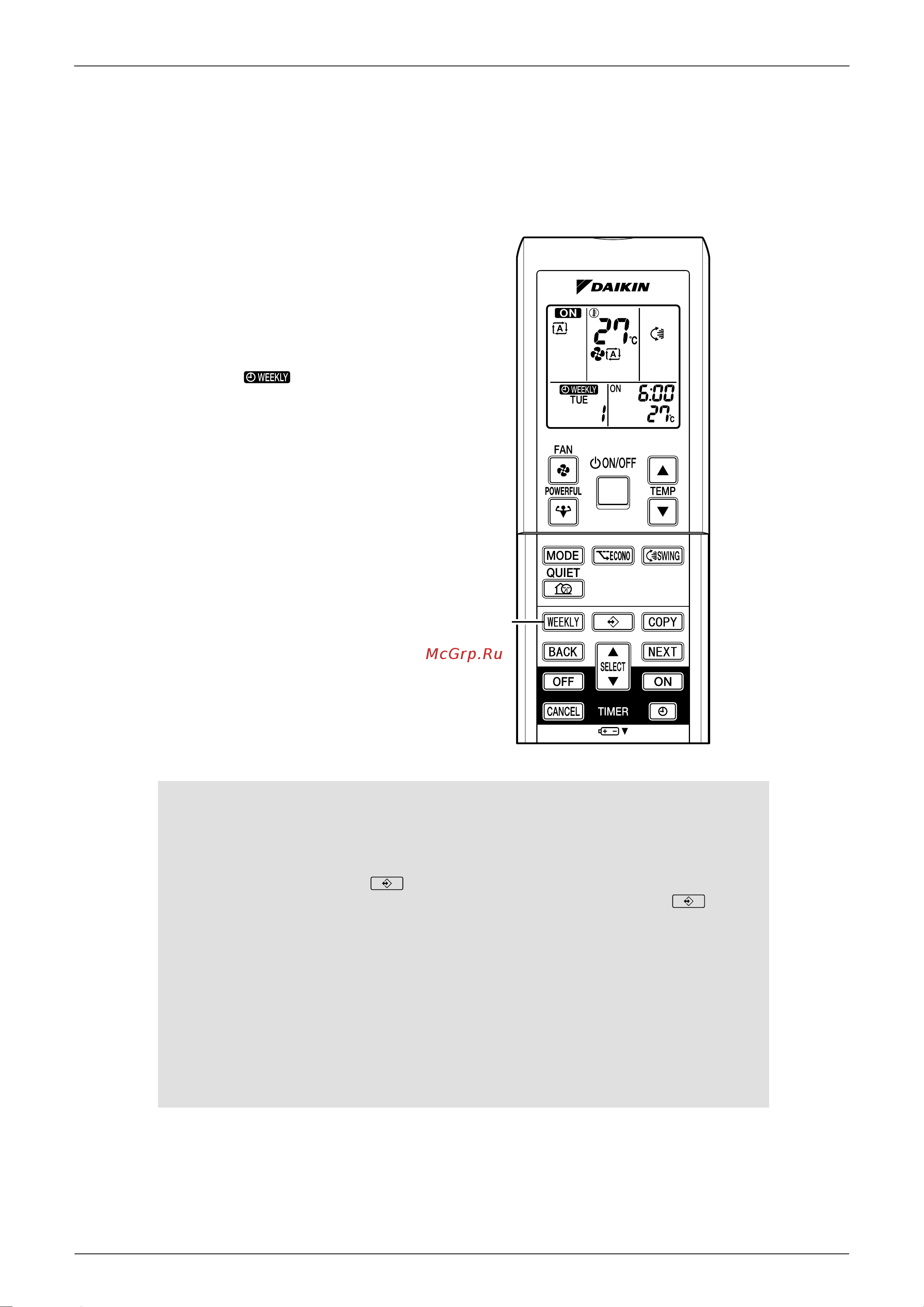 Daikin FTKS50D2V1W [209/359] To cancel weekly timer operation
