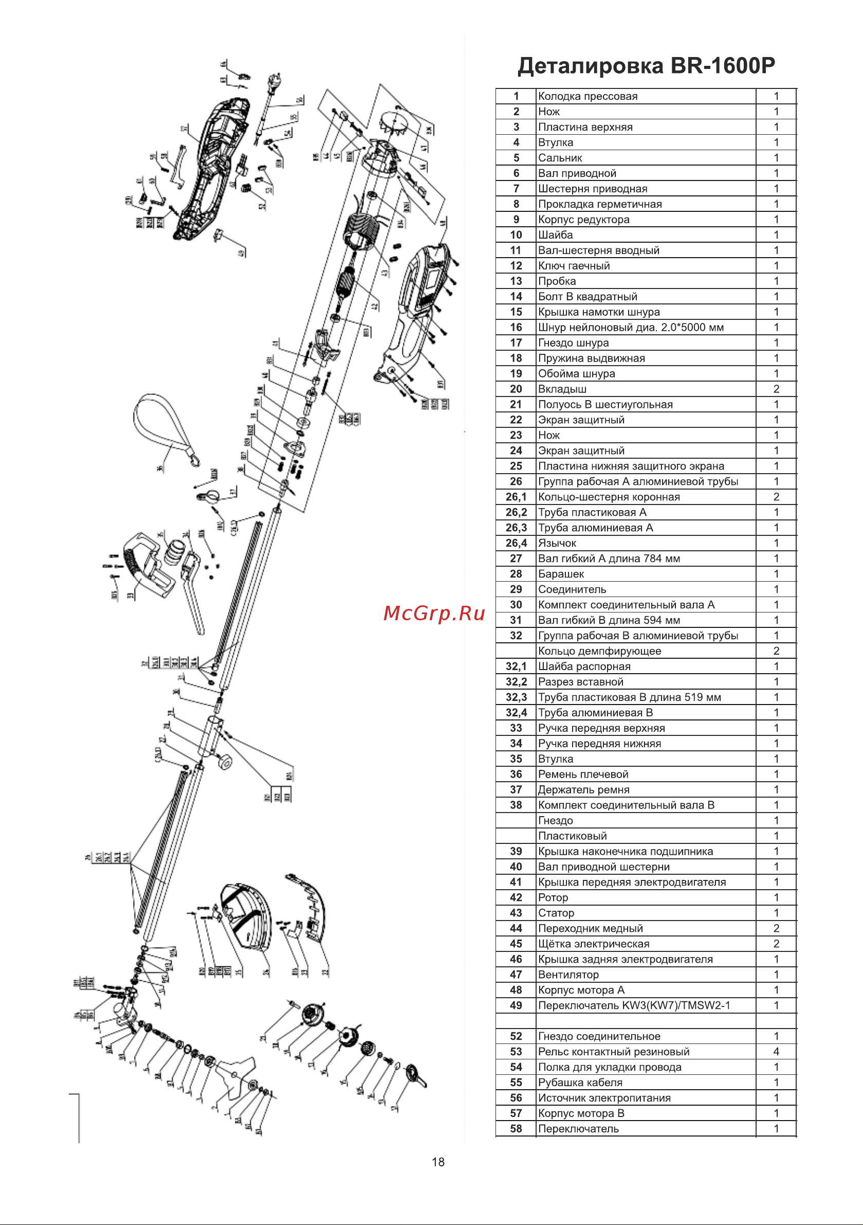 BRAIT BR-1600P [18/24] Деталировка br 1600p