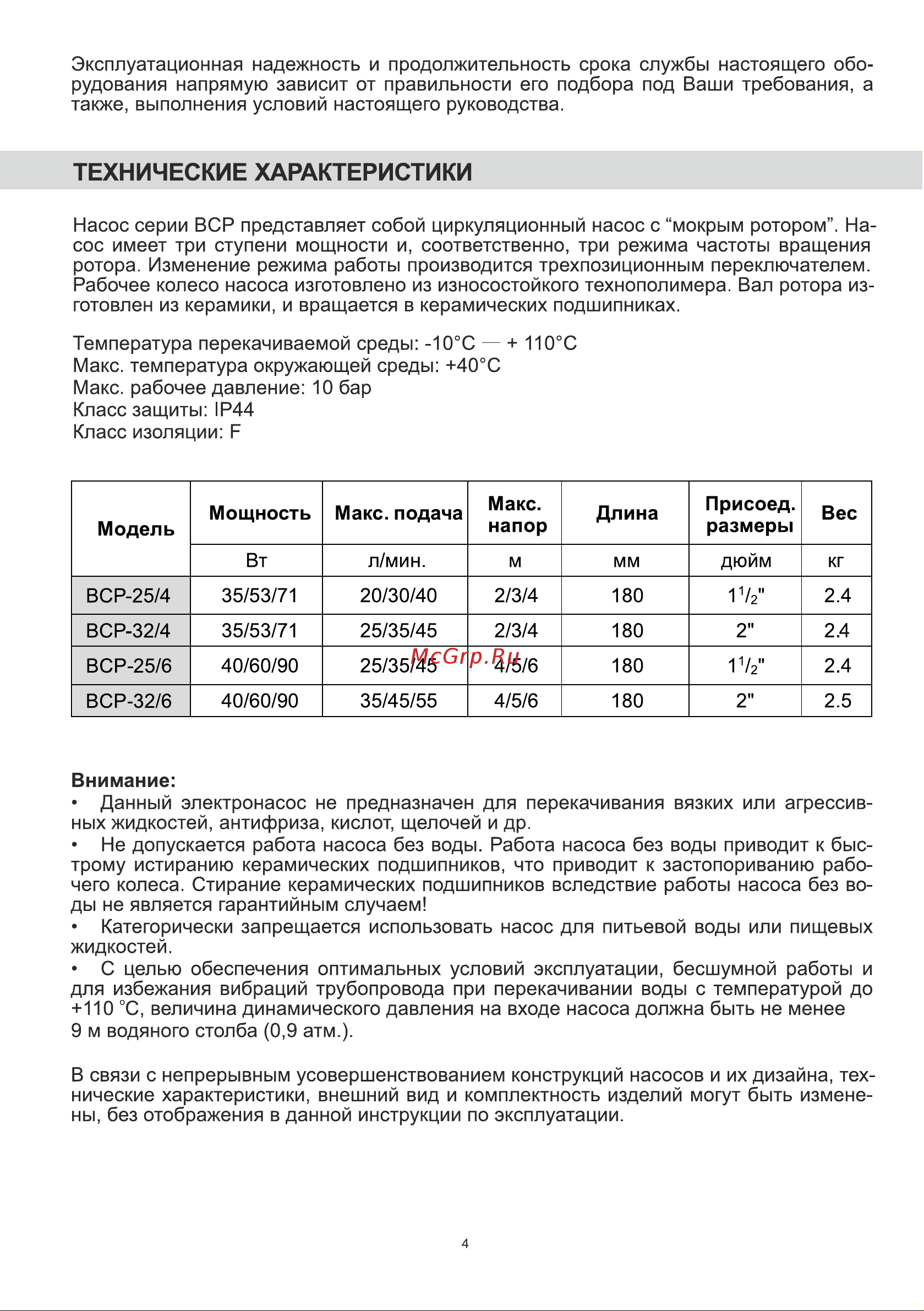 BRAIT BCP-25/4 [4/16] Технические характеристики
