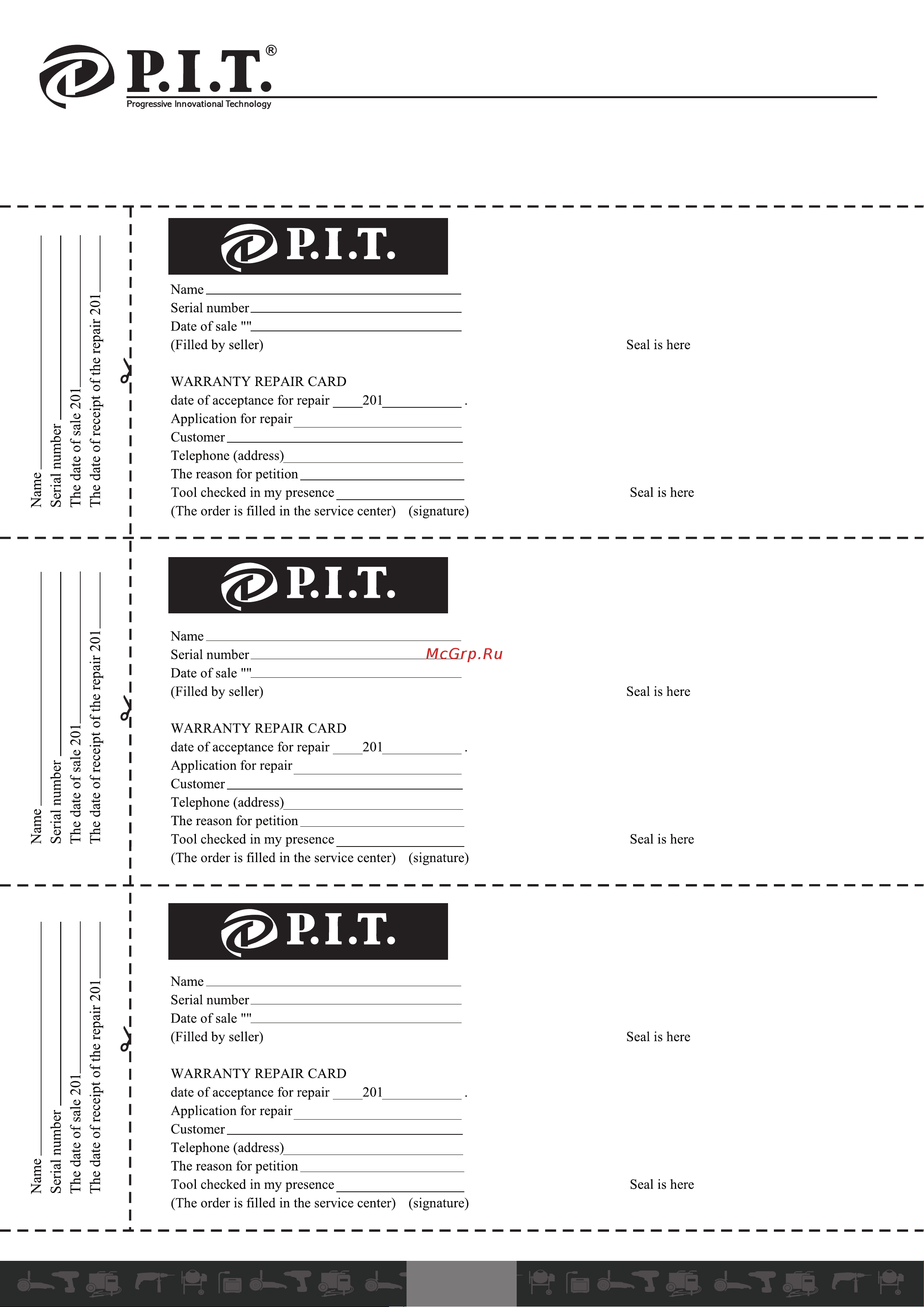 P.I.T. PTR2000-EL [18/22] P i t warranty sheet