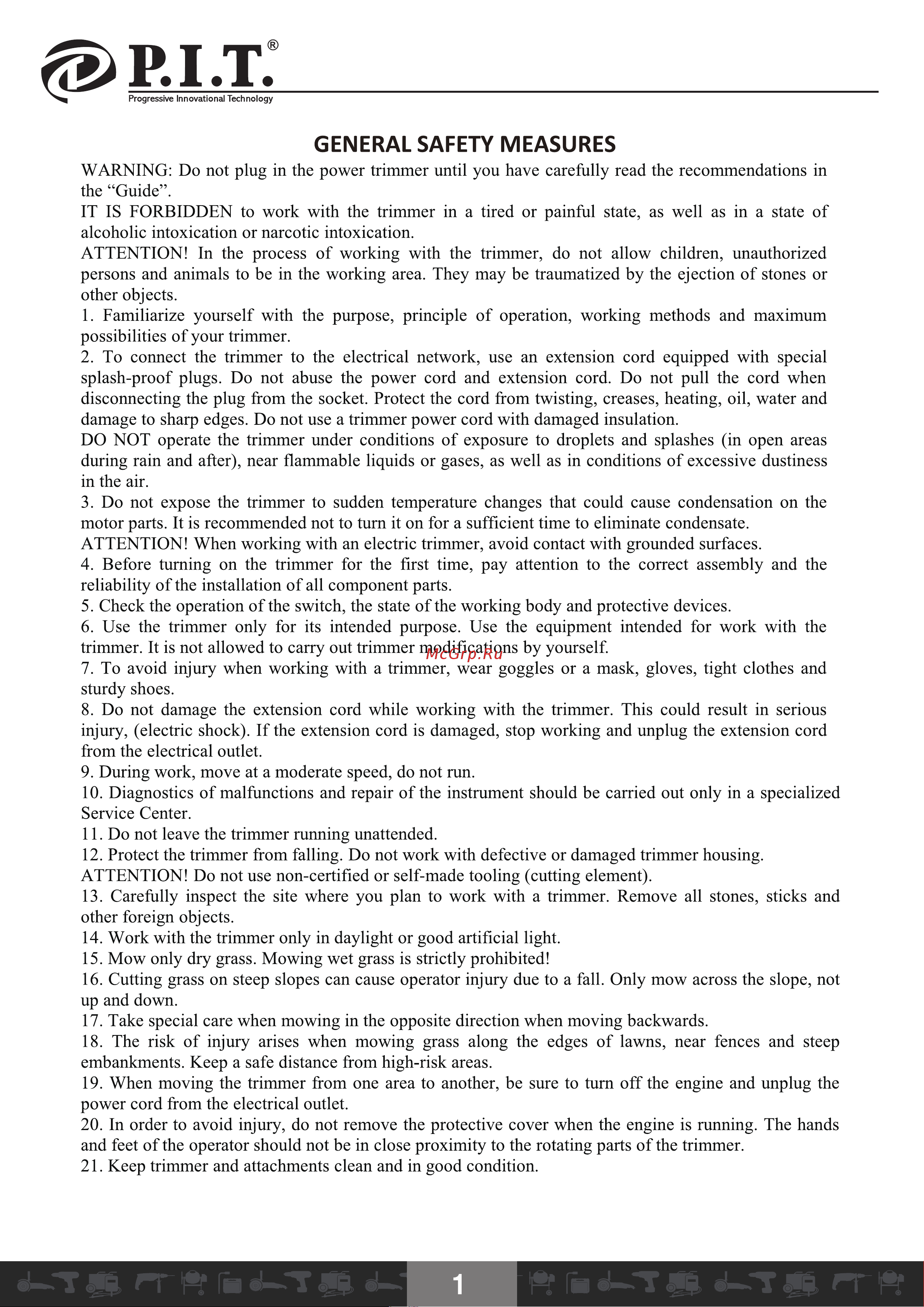 P.I.T. PTR2000-EL [2/22] General safety measures