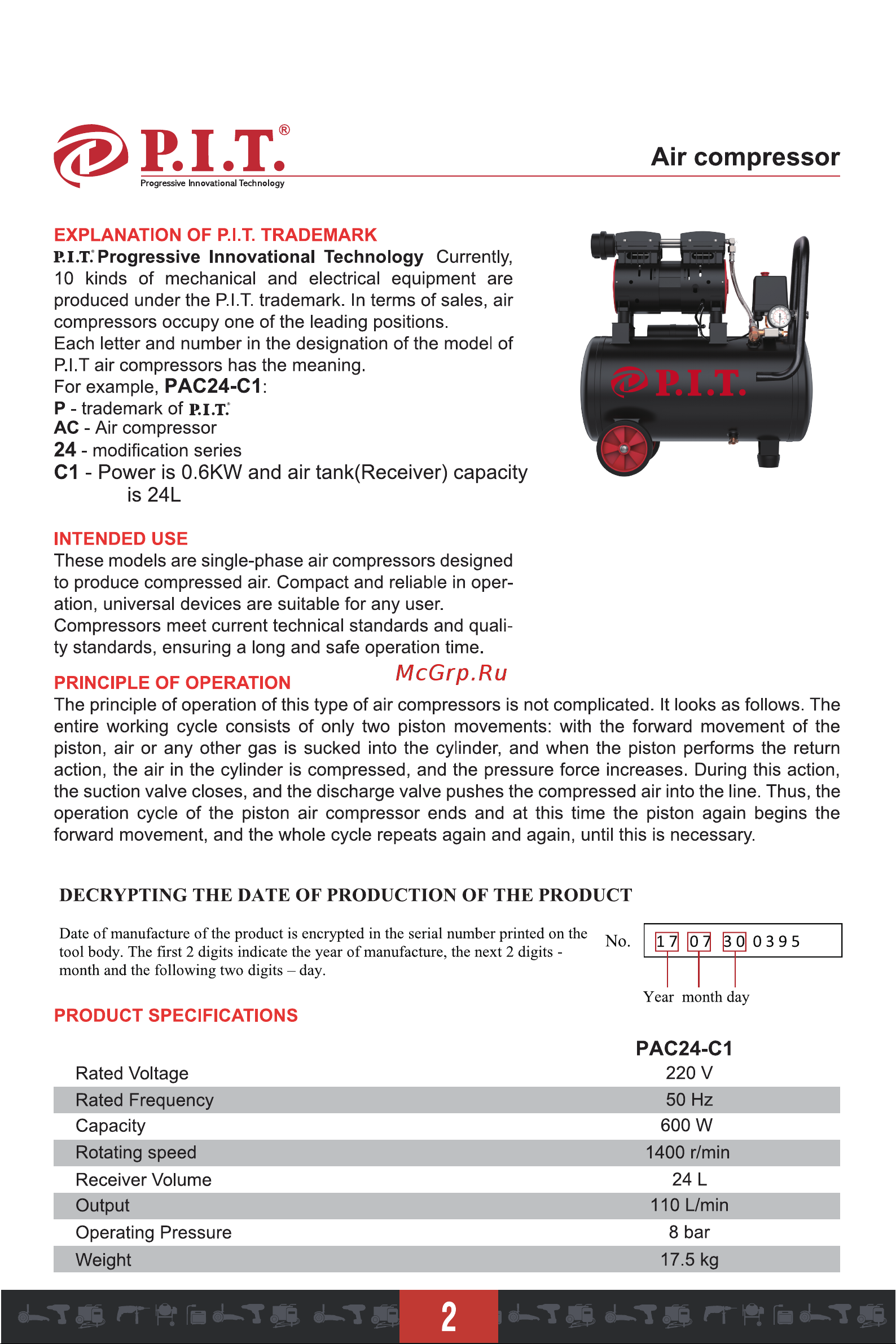 P.I.T. PAC24-C1 [3/25] Air compressor