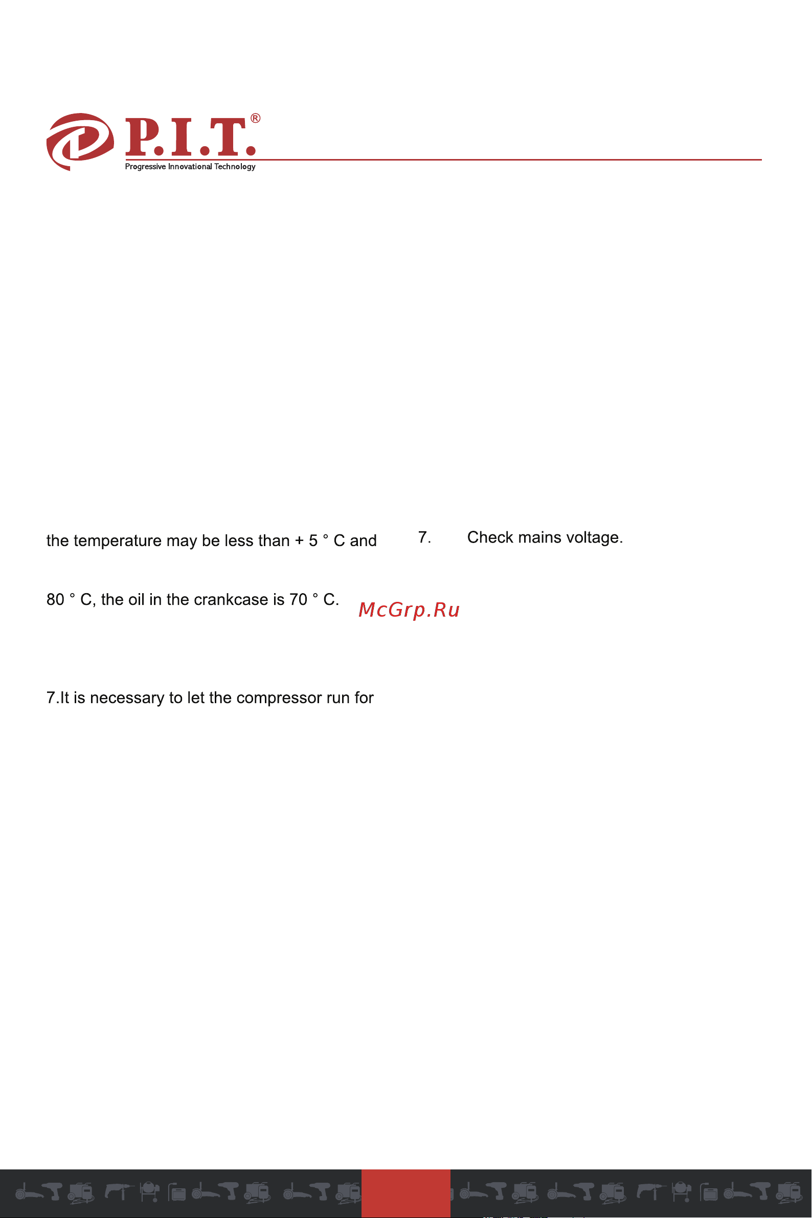 P.I.T. PAC016002-3,3/100 [6/26] Preparation of compressor for oper