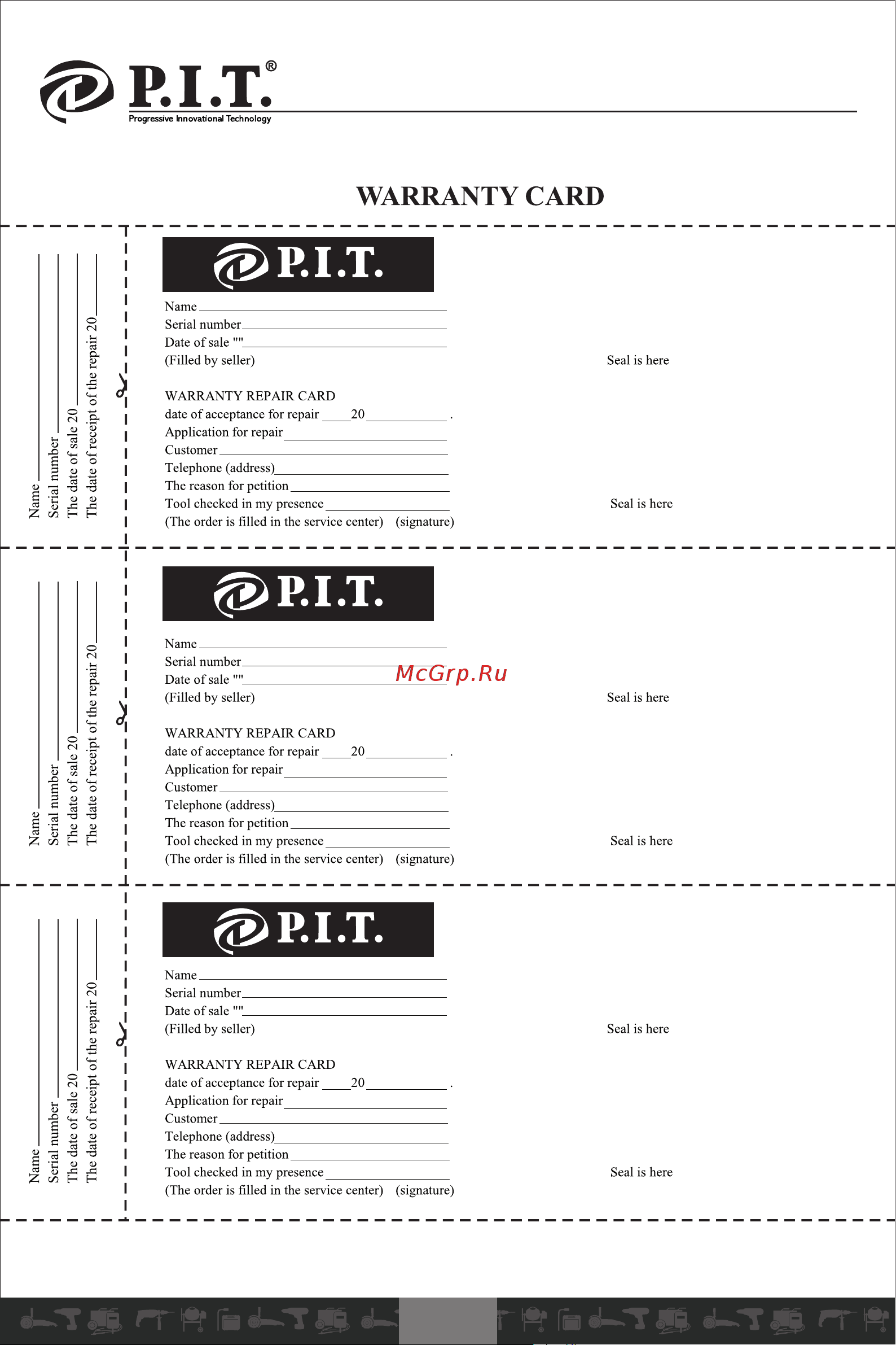 P.I.T. PMIG220-C [28/32] P i t warranty card