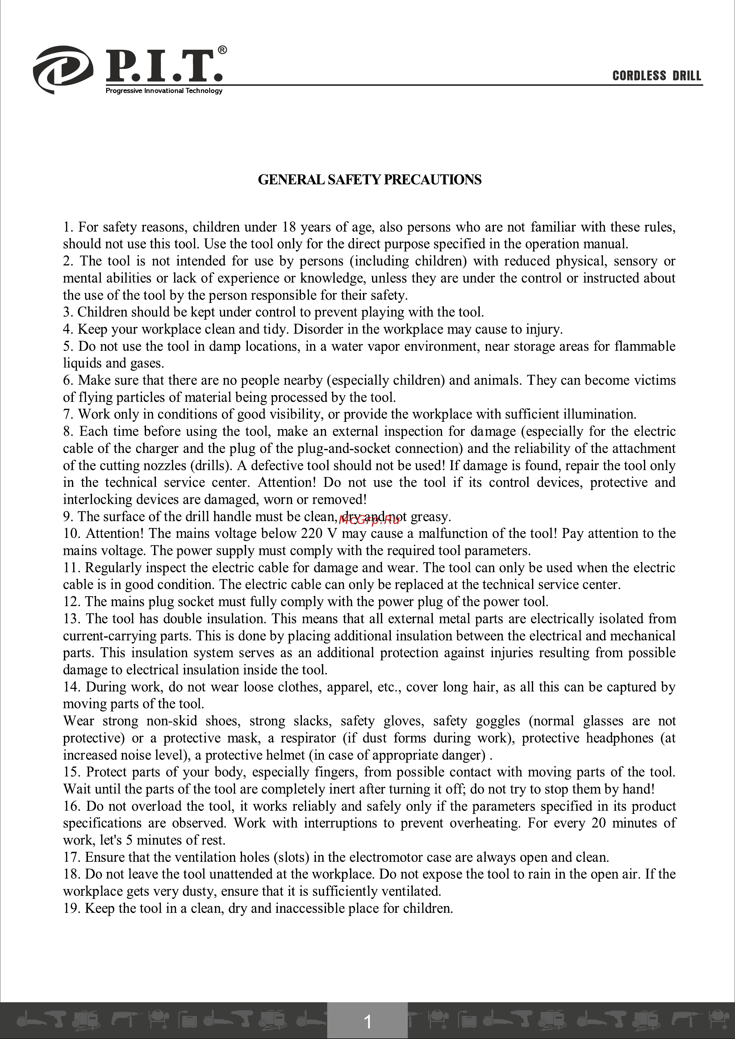 P.I.T. PSR24-C [2/21] General safety precautions