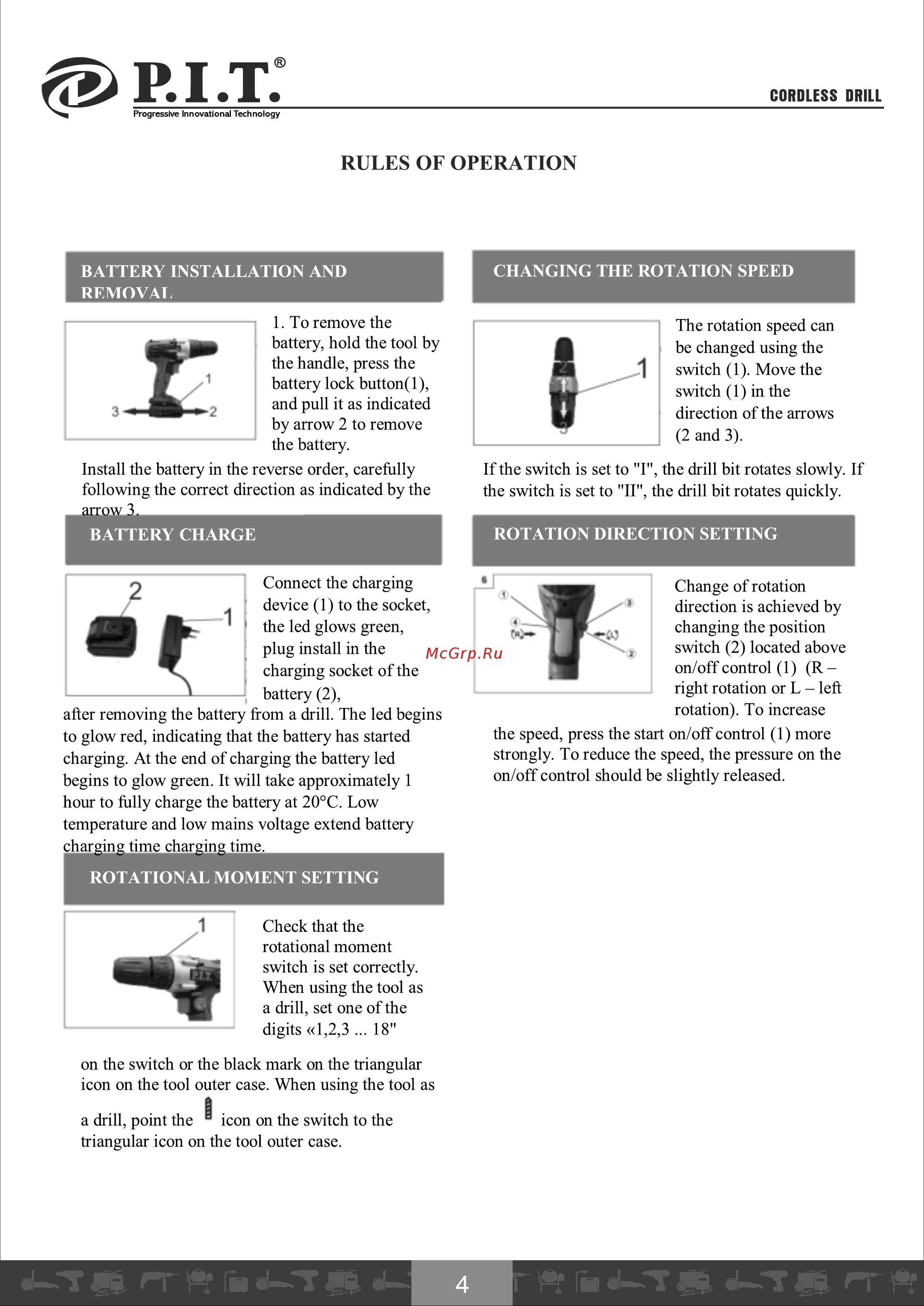P.I.T. PSR24-C [5/21] Battery charge rotation direction setting