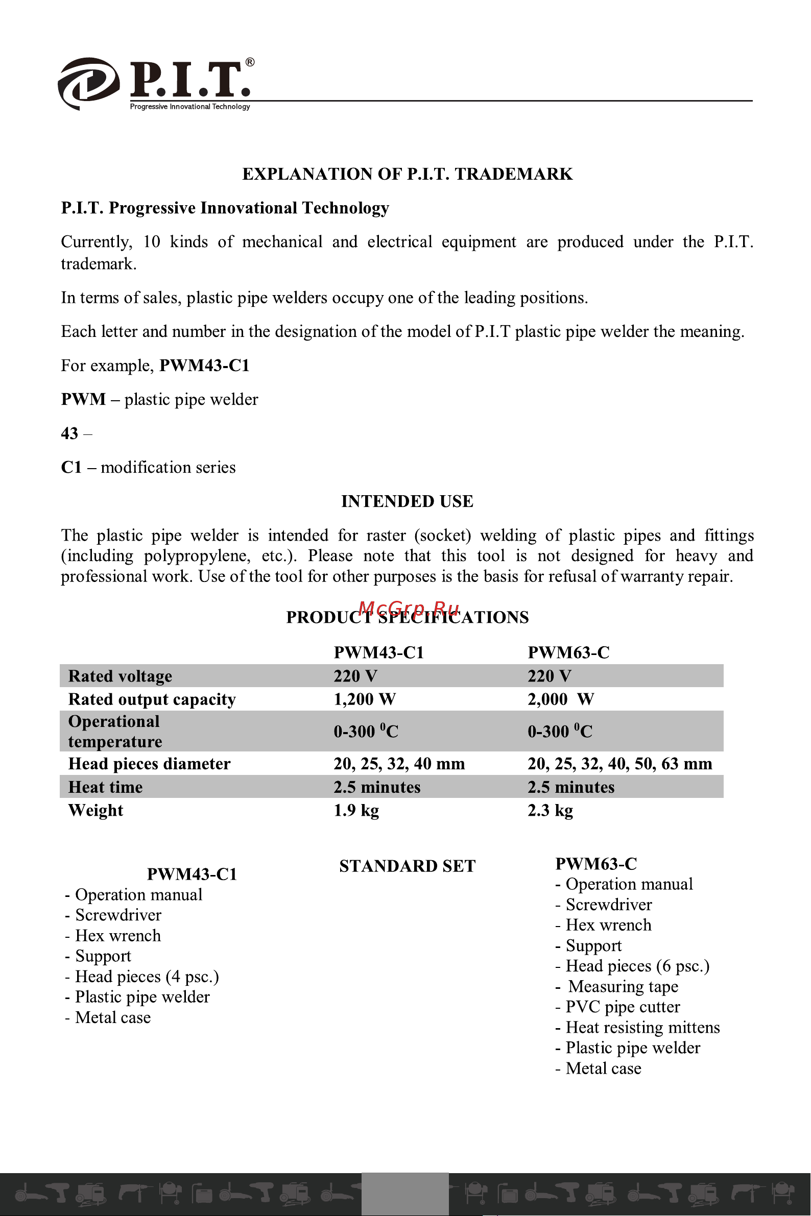 P.I.T. PWM43-C1 Инструкция Пользователя онлайн [3/21] 597256