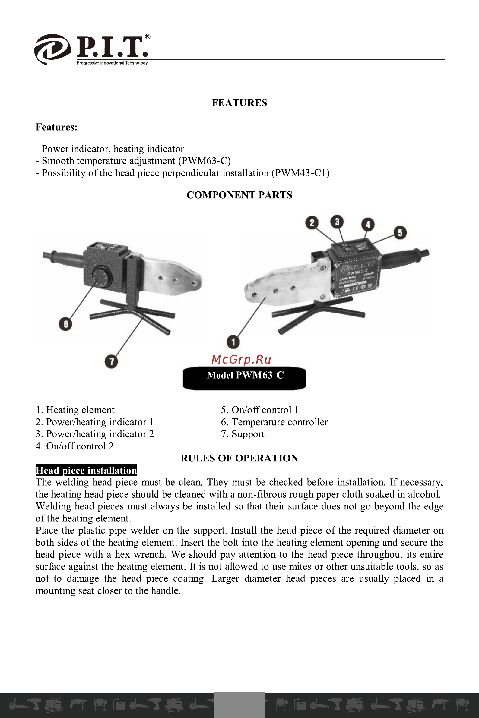 P.I.T. PWM43-C1 Инструкция Пользователя онлайн [4/21] 597256