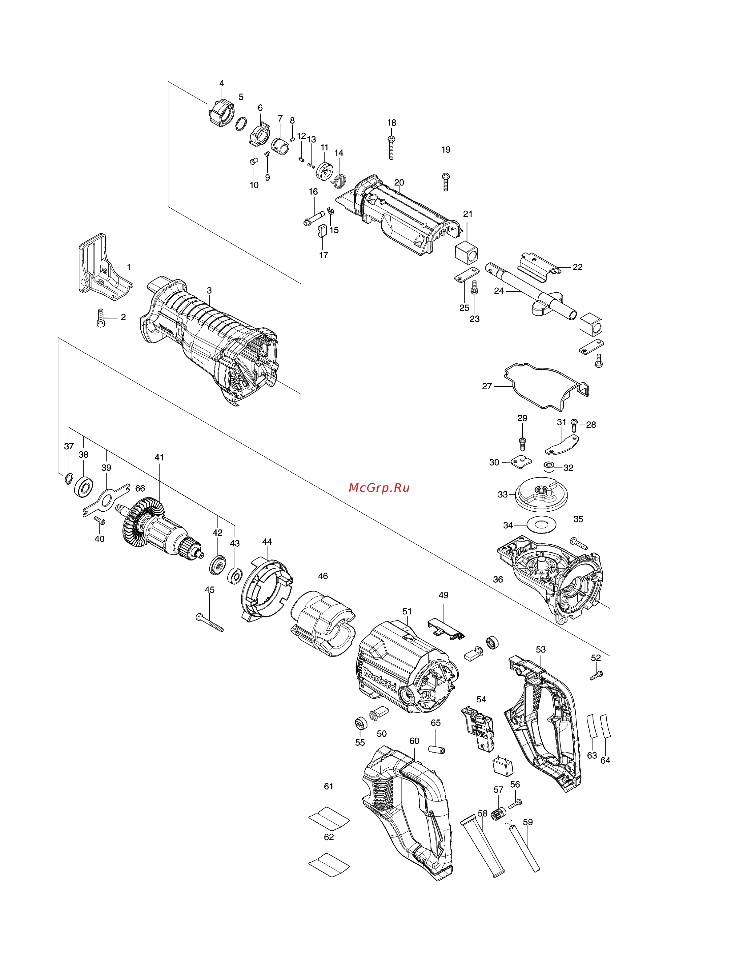 Makita JR3051TK Список деталей онлайн