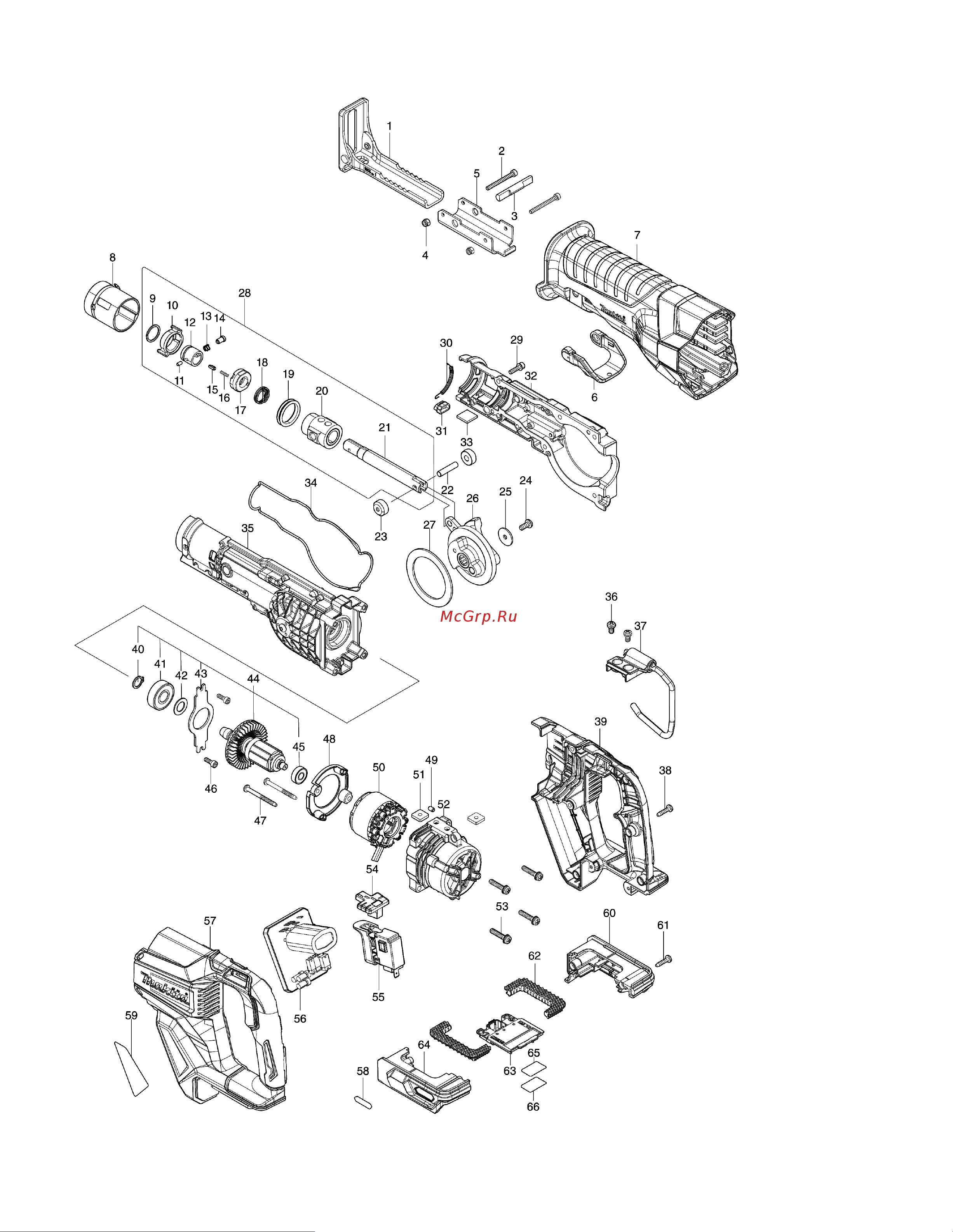 Makita JR001GM201 Взрыв схема онлайн