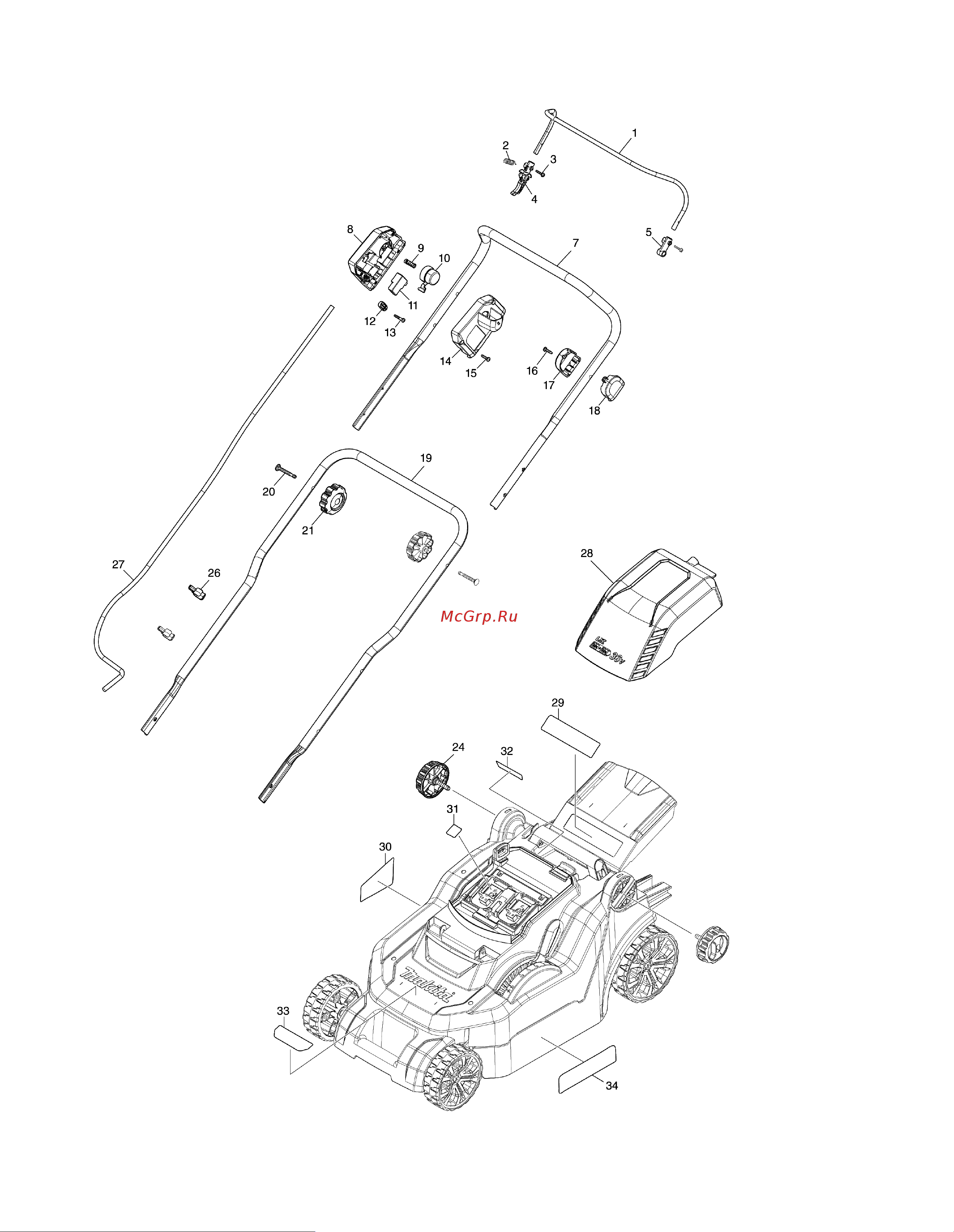 Makita DLM382PM2 Список деталей онлайн