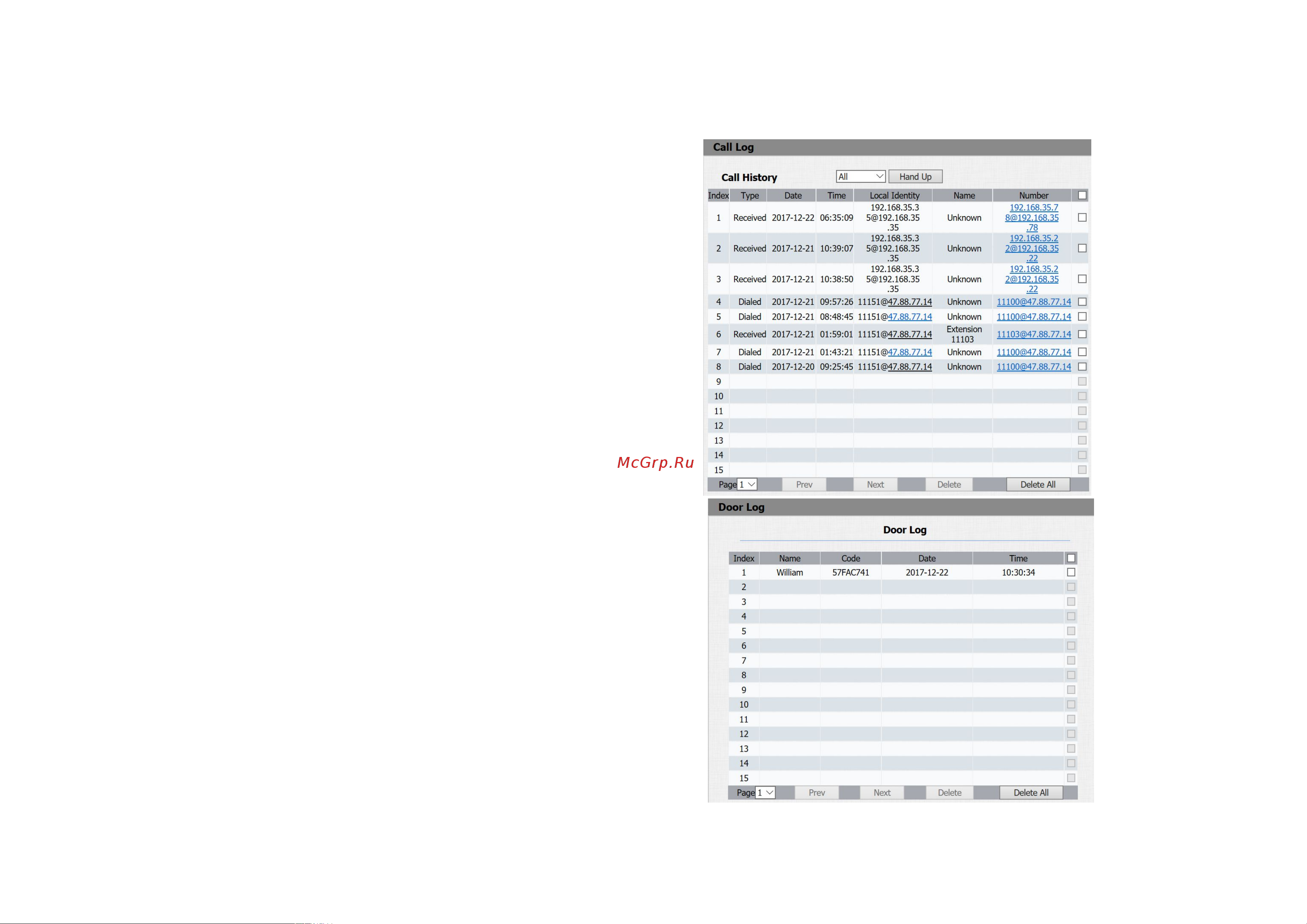 Akuvox R26P OW [39/46] Calllog