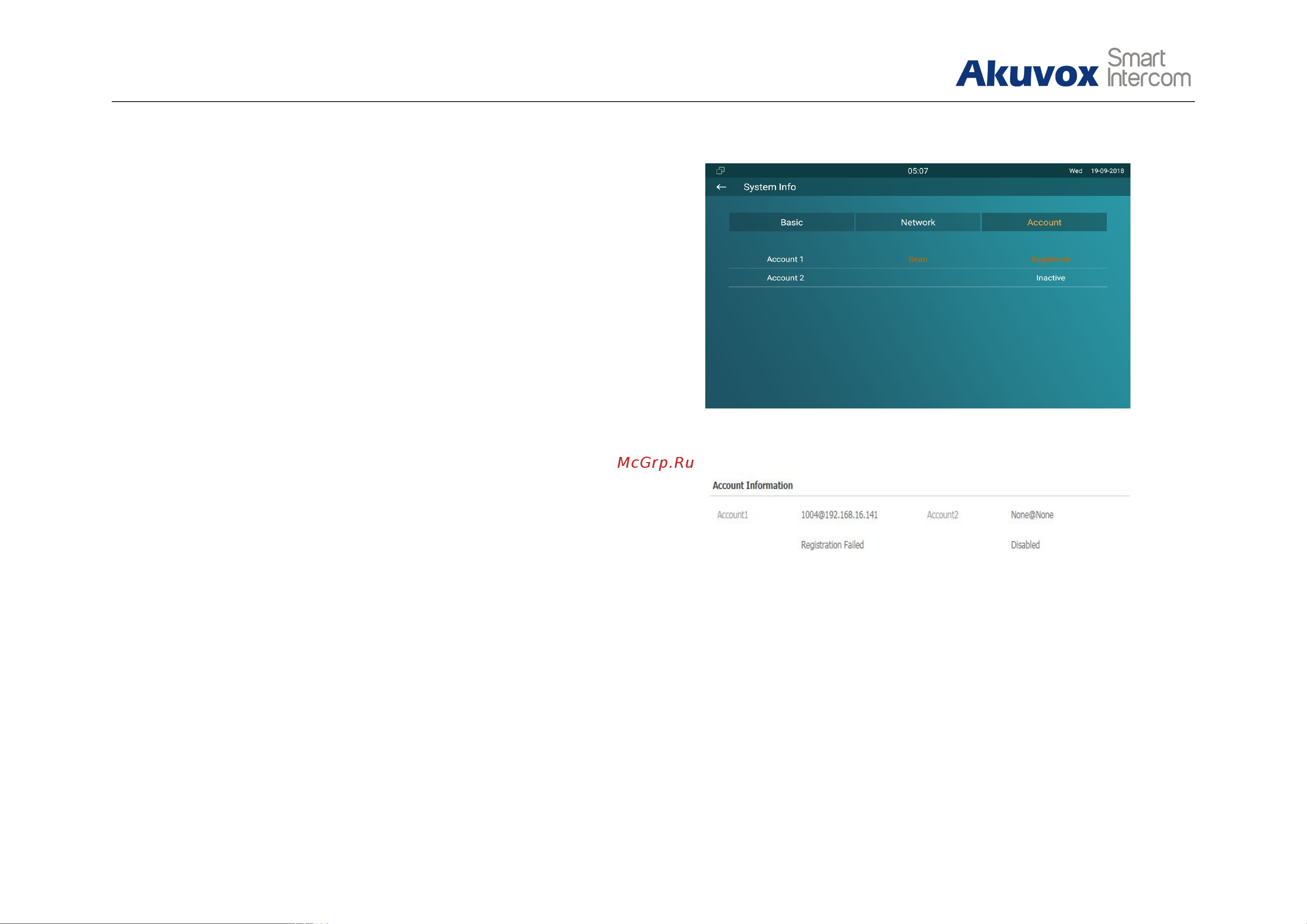 Akuvox IT82C [43/72] Account status