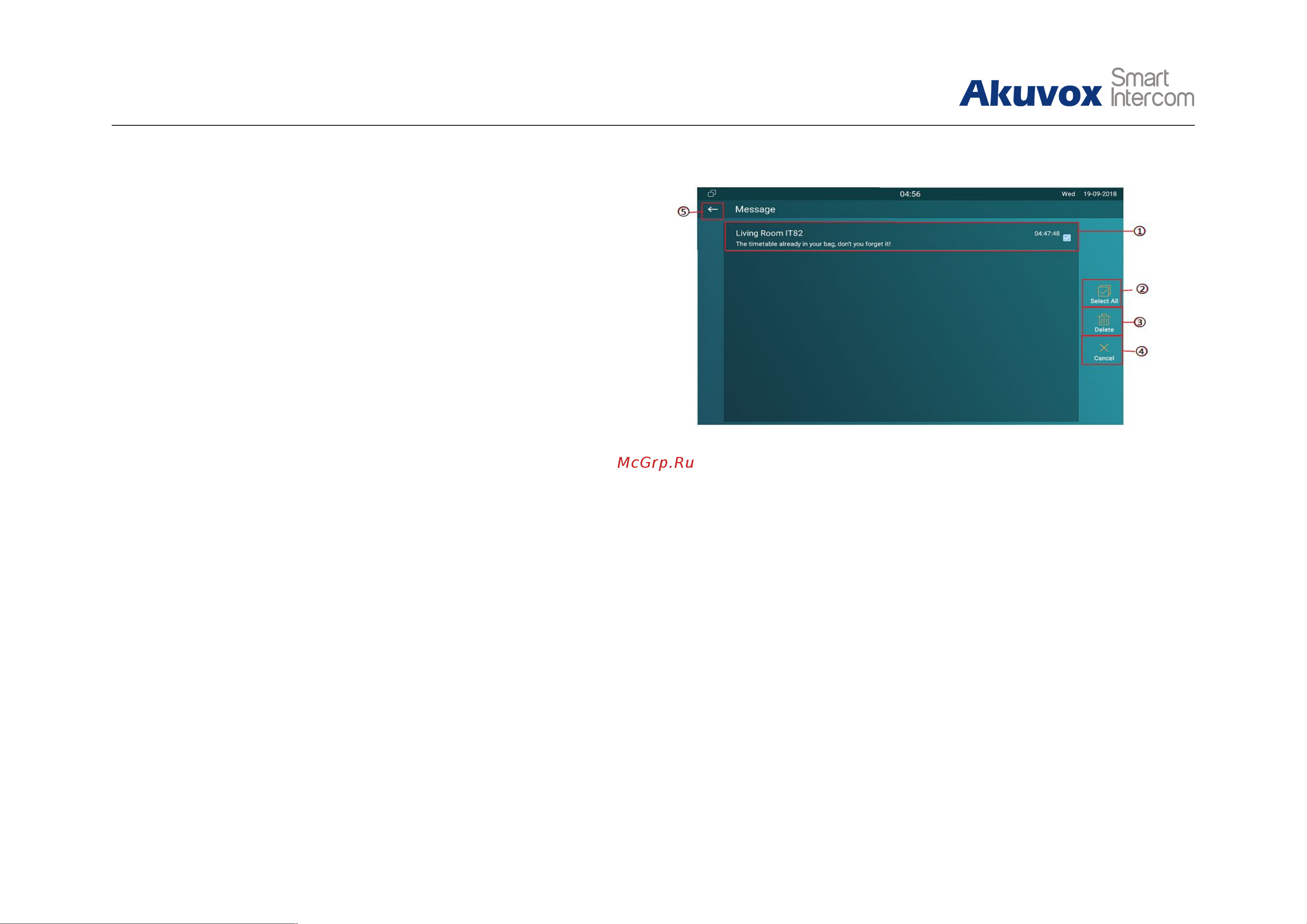 Akuvox IT83R [22/75] Deletingamessage