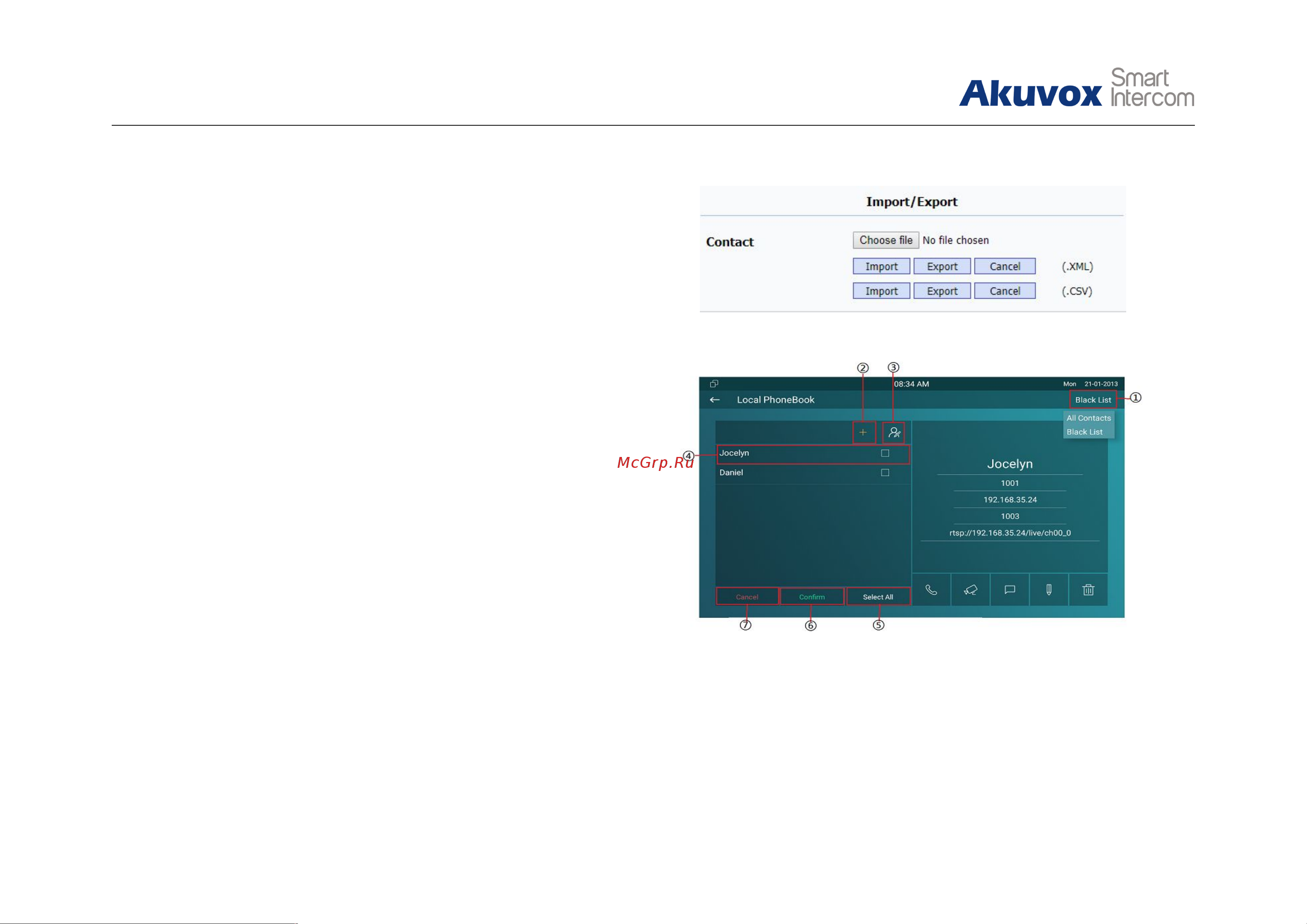 Akuvox IT83A [41/75] Contactimport export