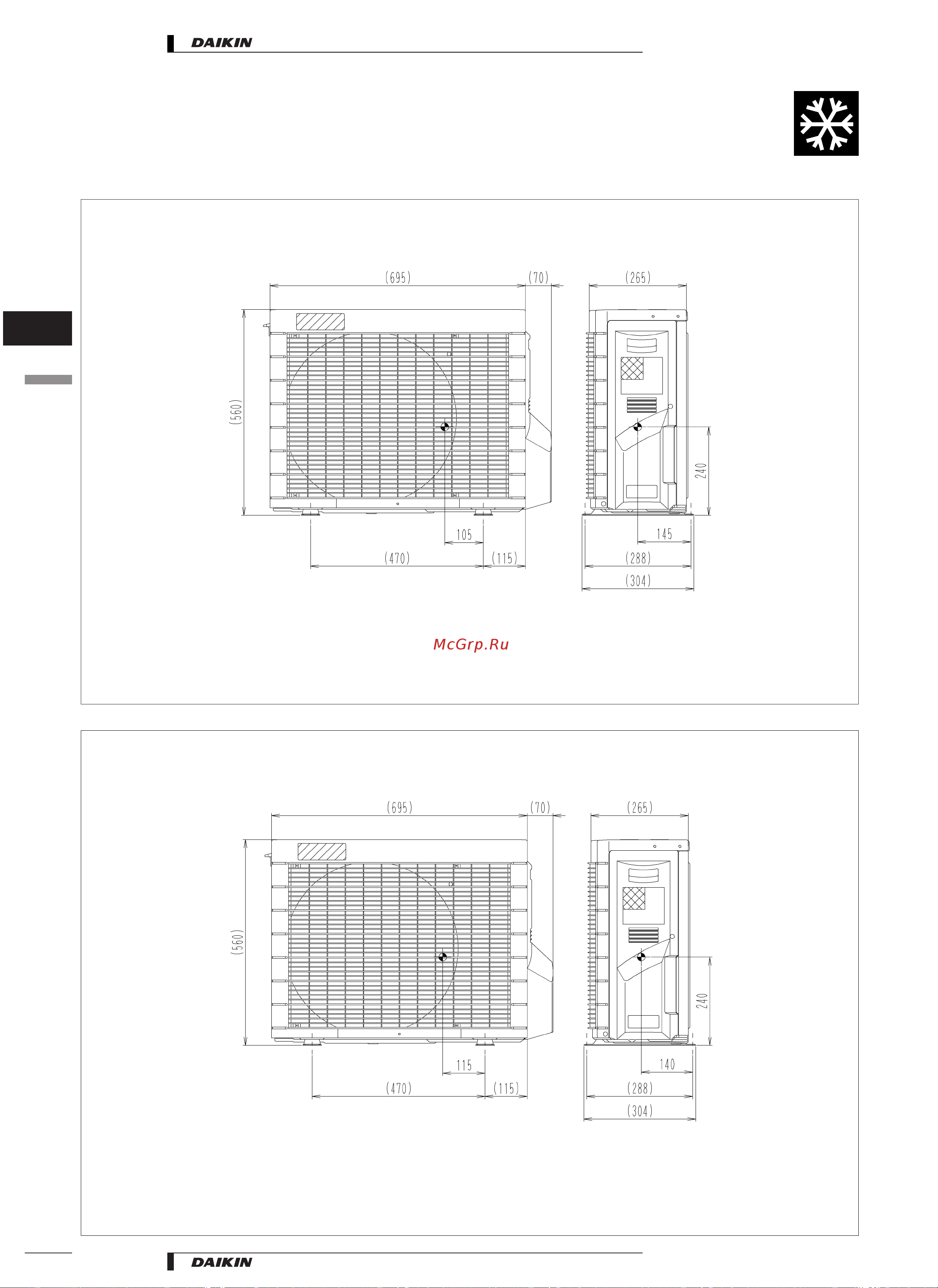Daikin RYN35CVMB [18/53] Center of gravity