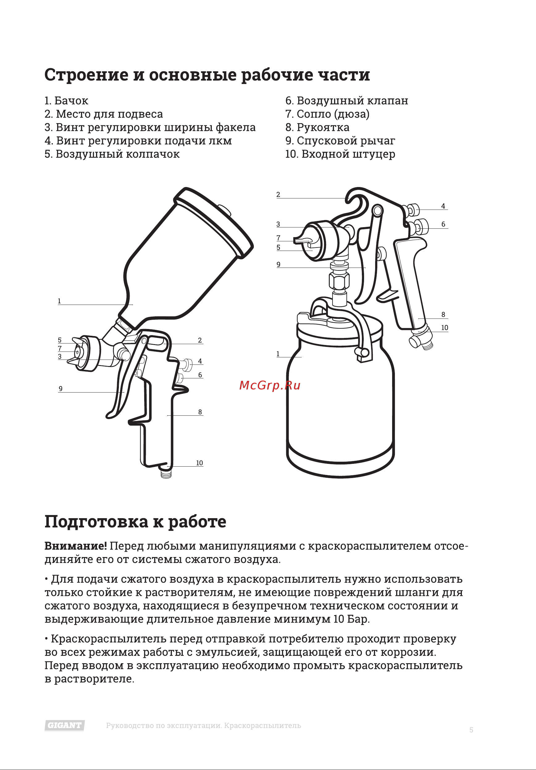 Gigant SP 180 [5/12] Подготовка к работе