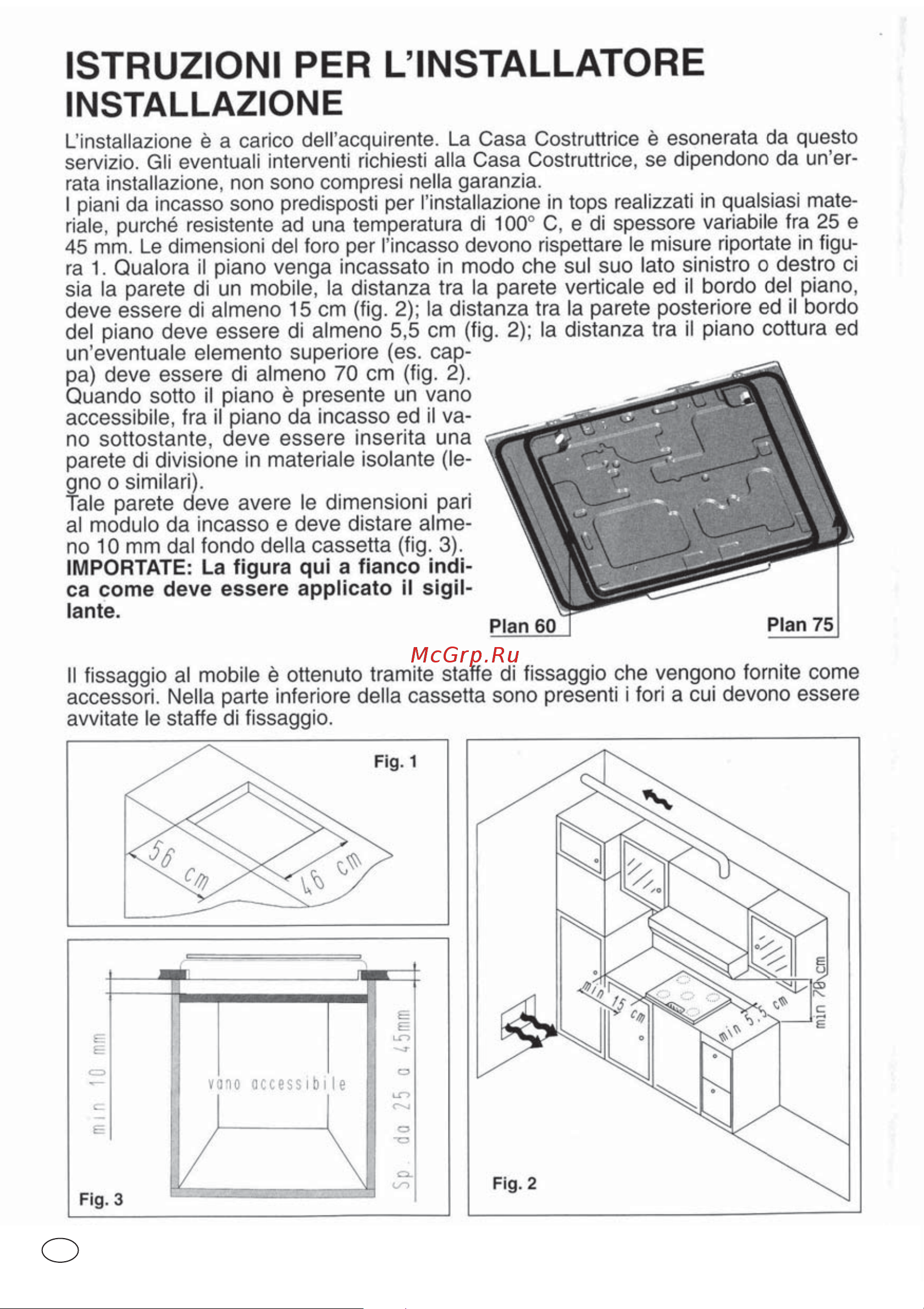 Candy PGC640SQBA G [6/106] Istruzioni per l installatore installazione
