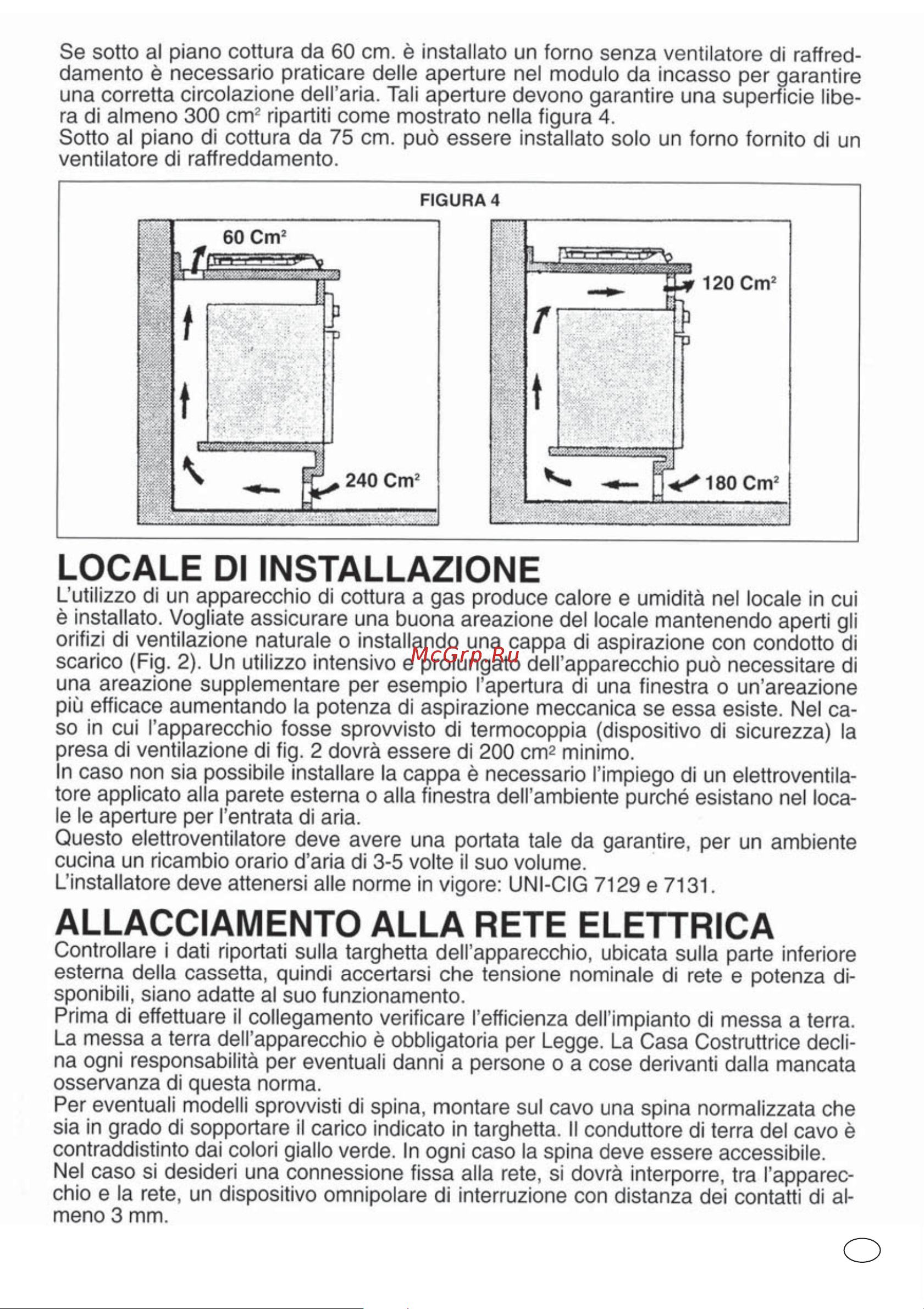 Candy PGC640SQBA G [7/106] Allacciamento alla rete elettrica