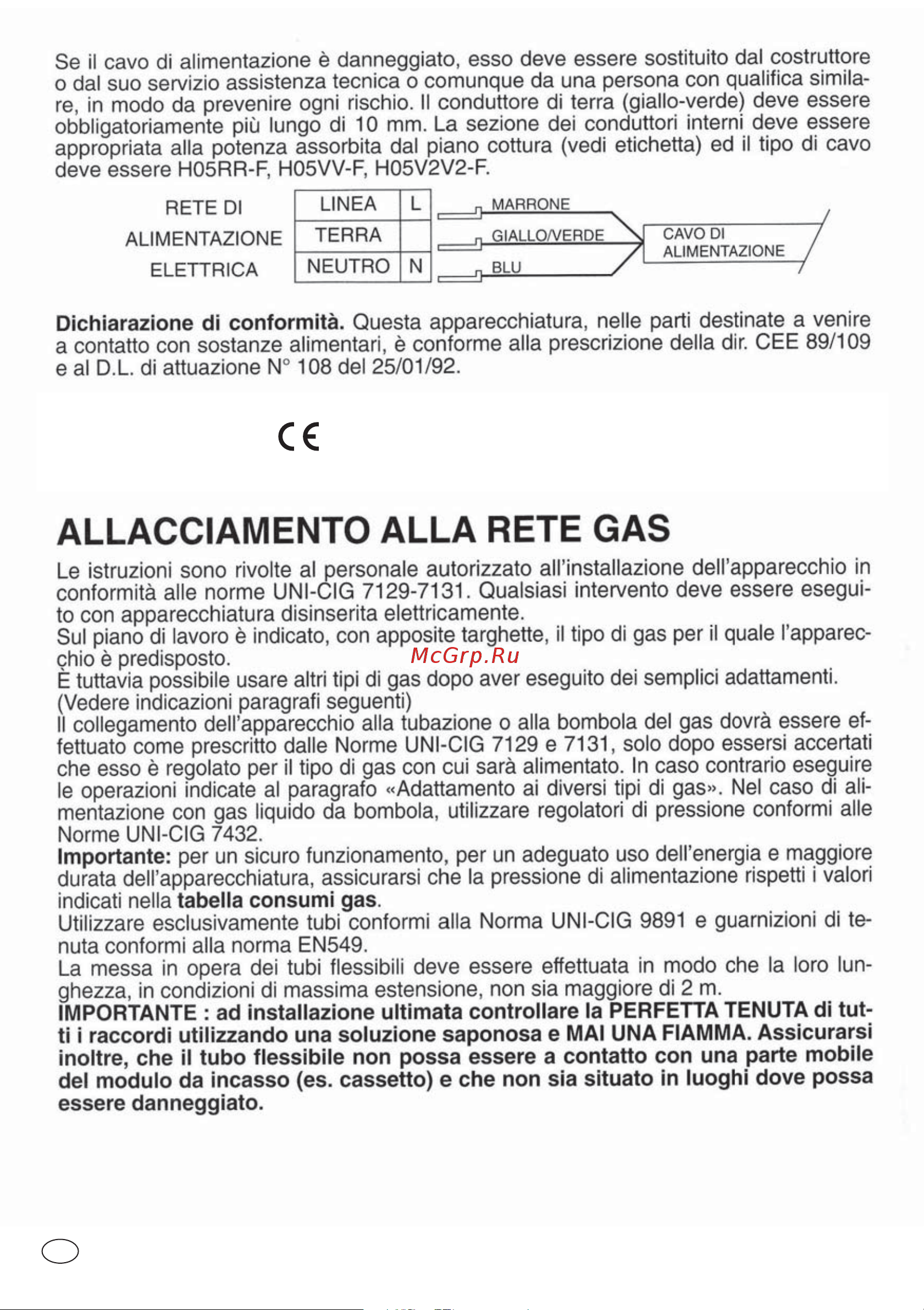Candy PGC640SQBA G [8/106] Allacciamento alla rete gas