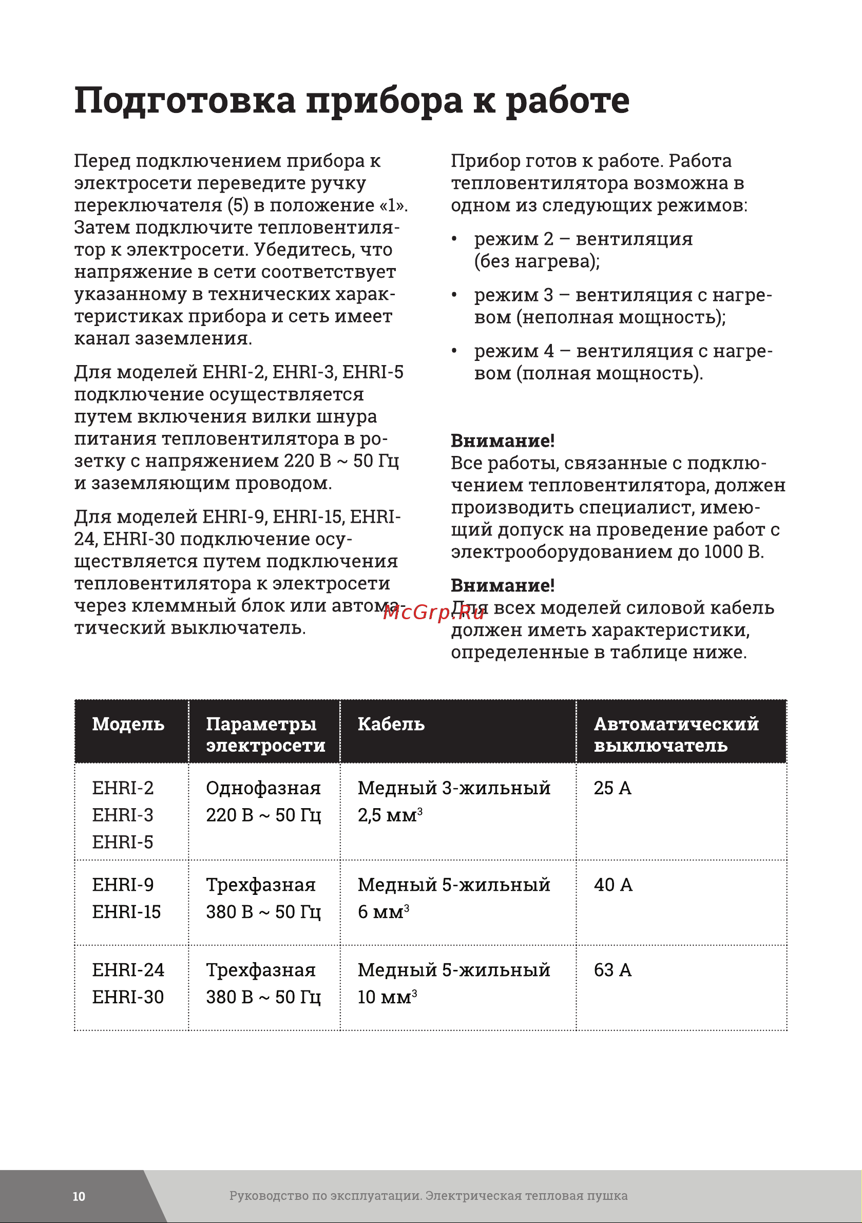 Gigant EHRI-30 [10/20] Подготовка прибора к работе
