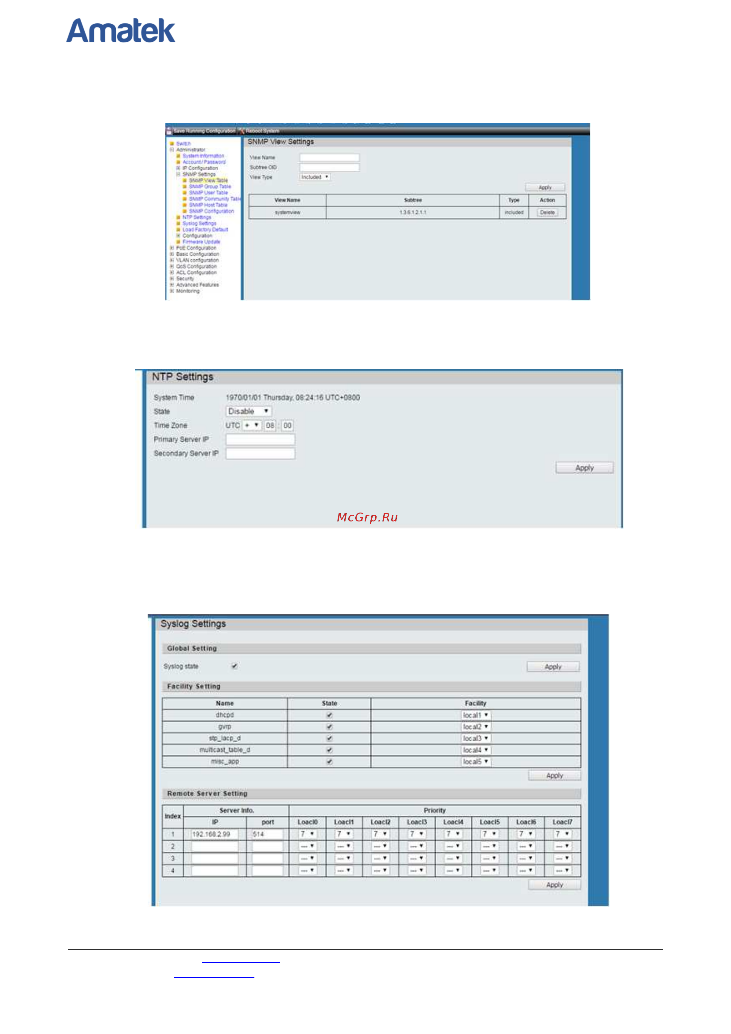 АМАТЕК AN-SM26P24 [10/41] Snmp settings настройки snmp