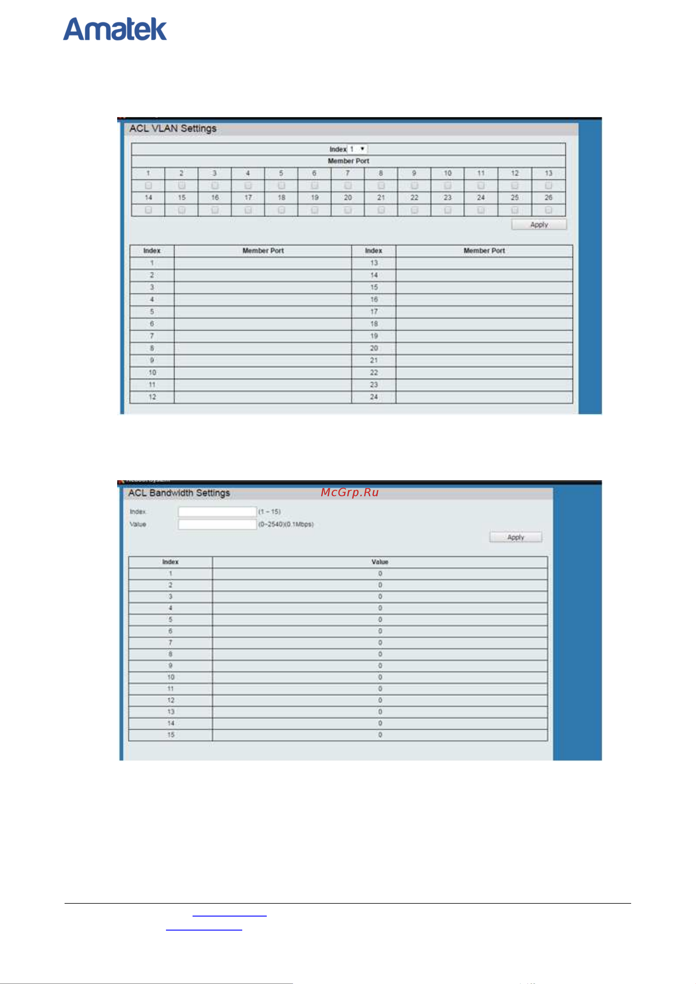 АМАТЕК AN-SM26P24 [25/41] Acl vlan settings настройки acl vlan