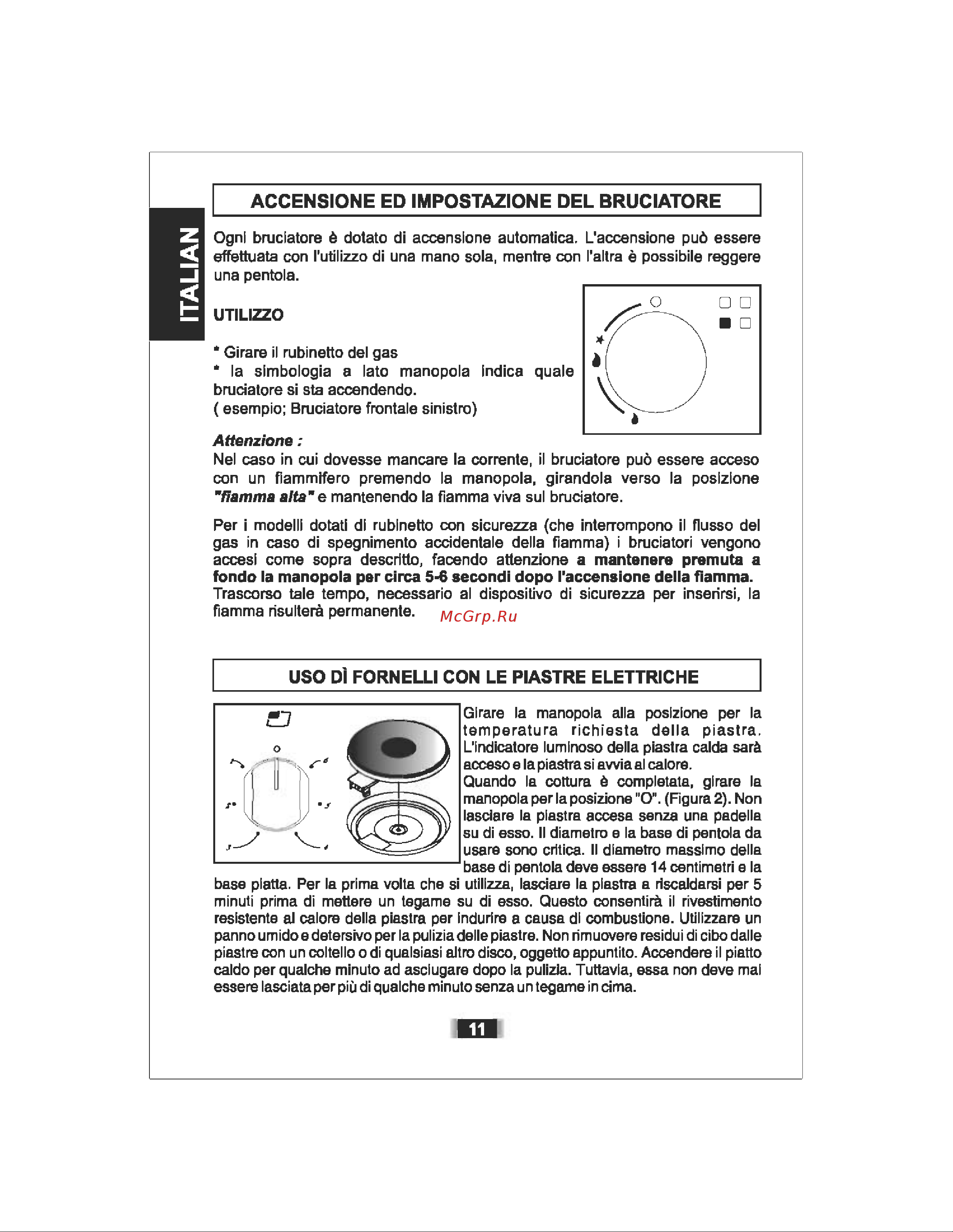 Candy PM 641/1 SQX EU [11/86] Accensione ed impostazione del bruciatore