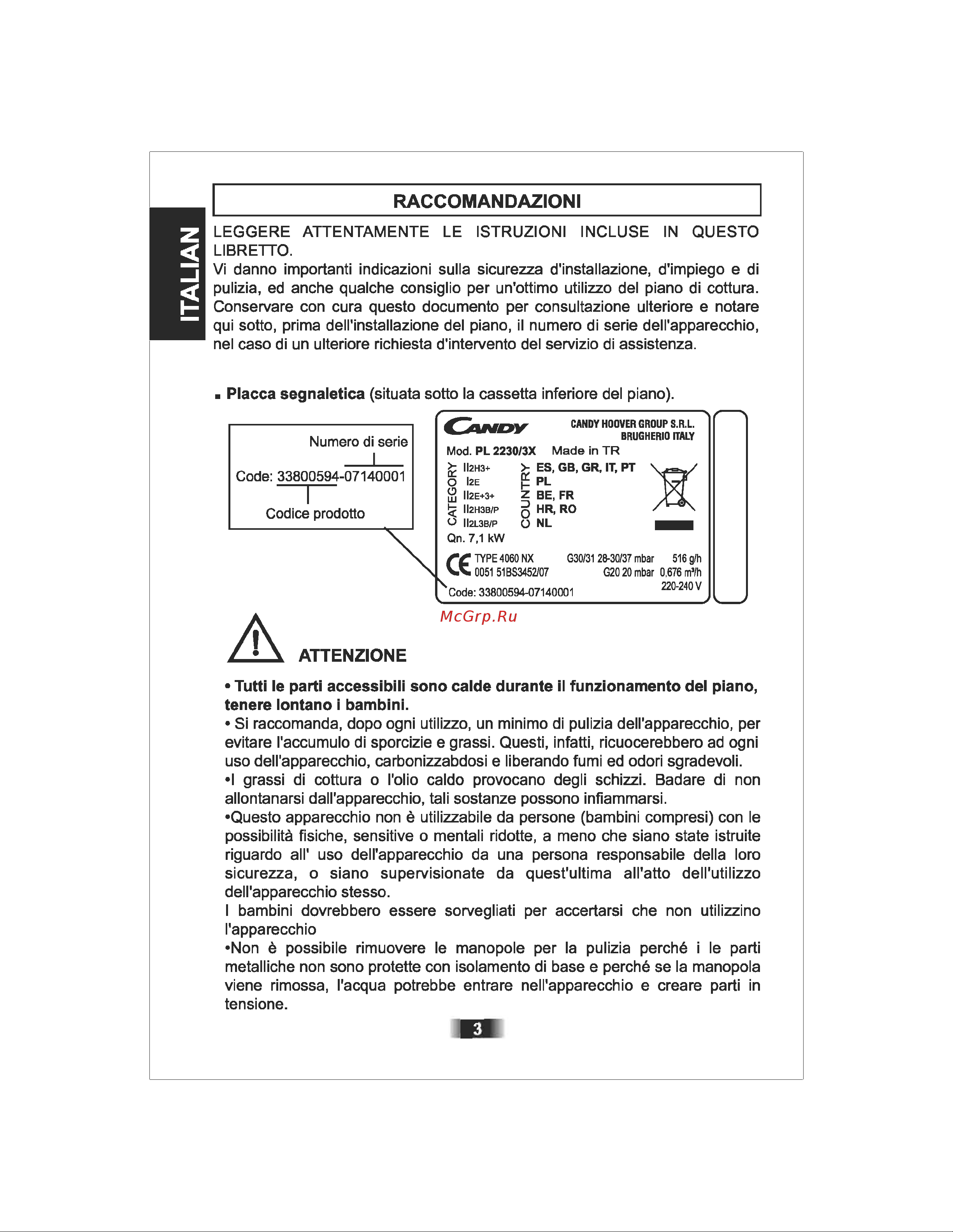 Candy PMI 640 N [3/86] Attenzione