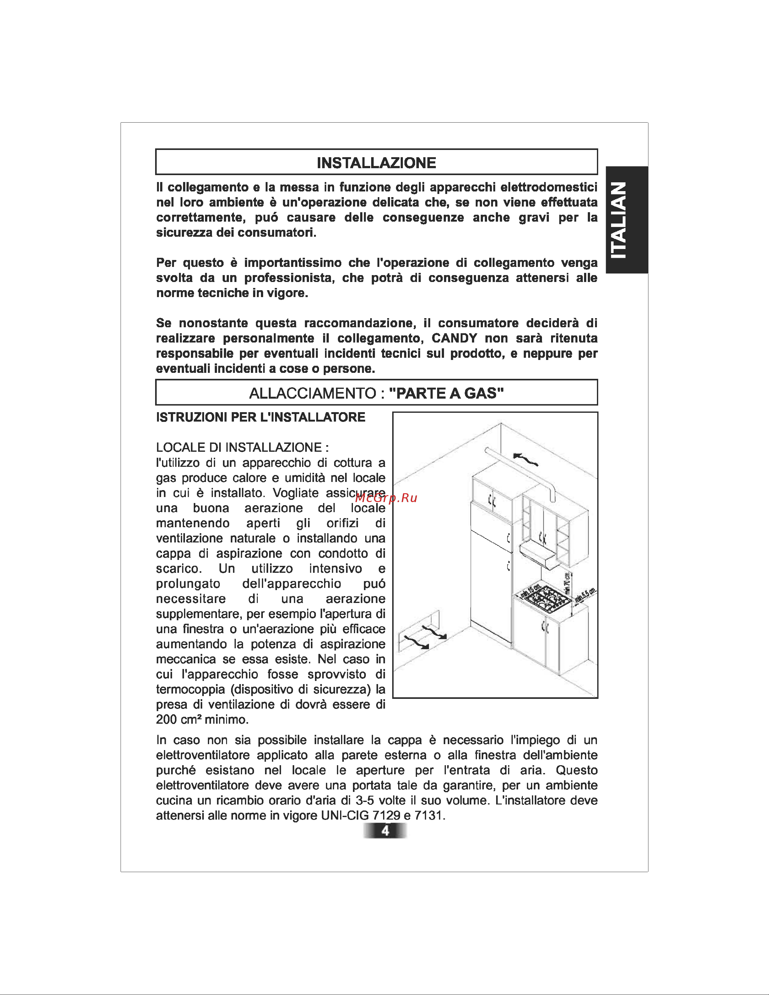Candy PMI 640 N [4/86] Allacciamento parte a gas