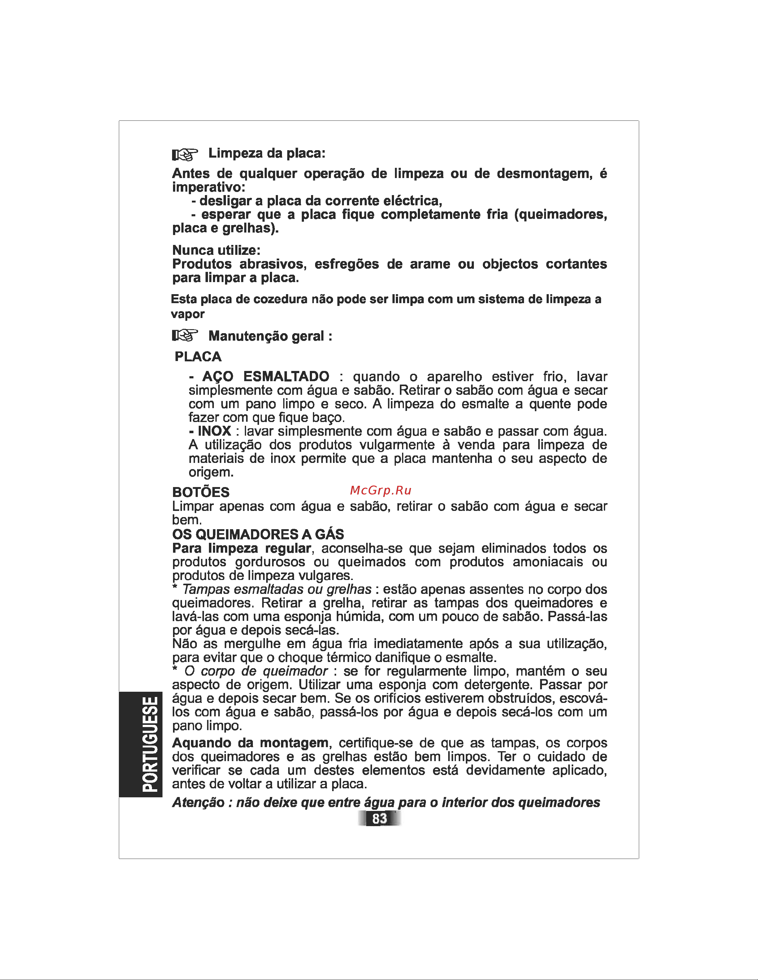 Candy PMI 640 N [83/86] Atengao nao deixe que entre água par