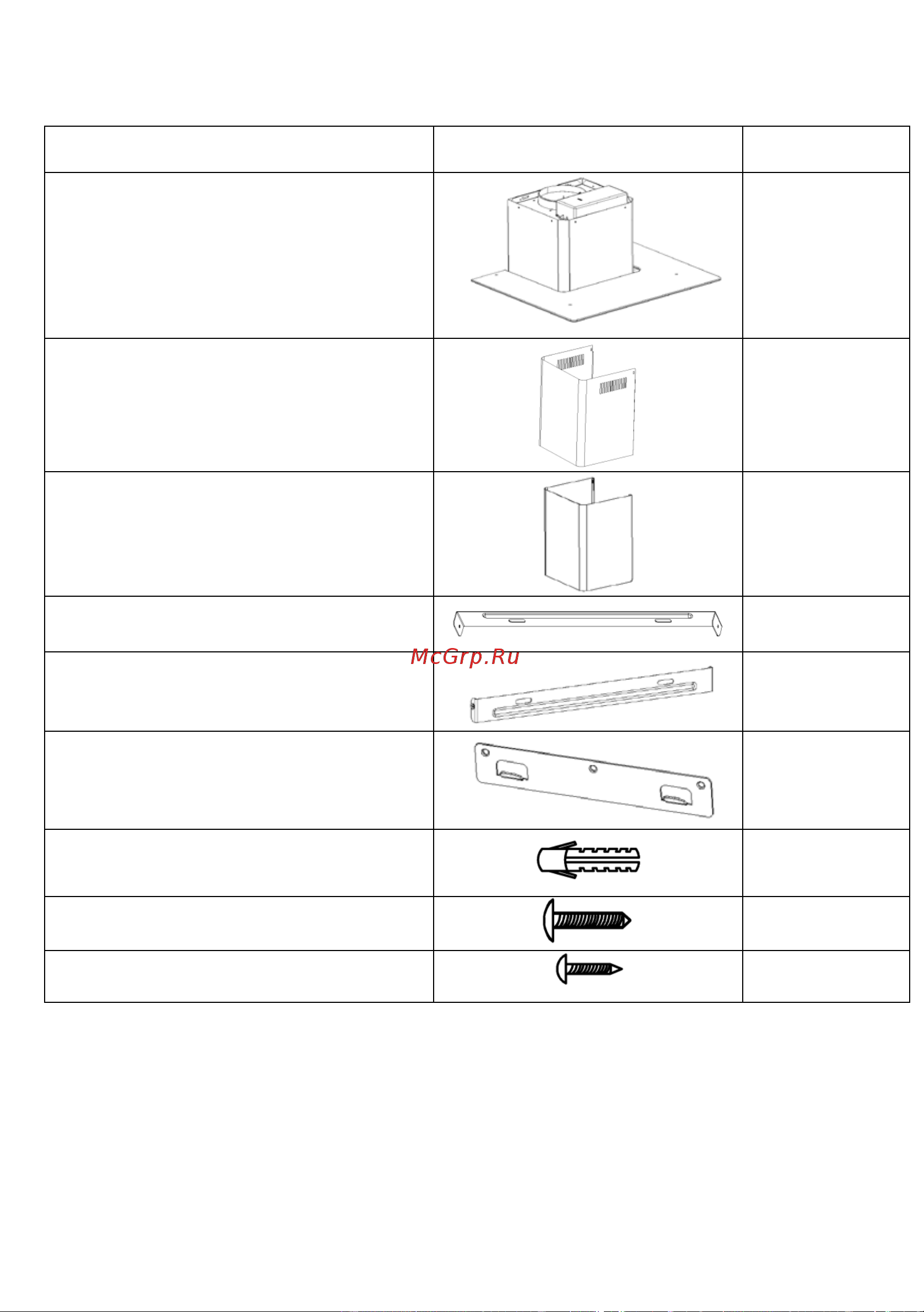 Candy CFT62/1N [164/173] Standaard installatie accessoires lijst