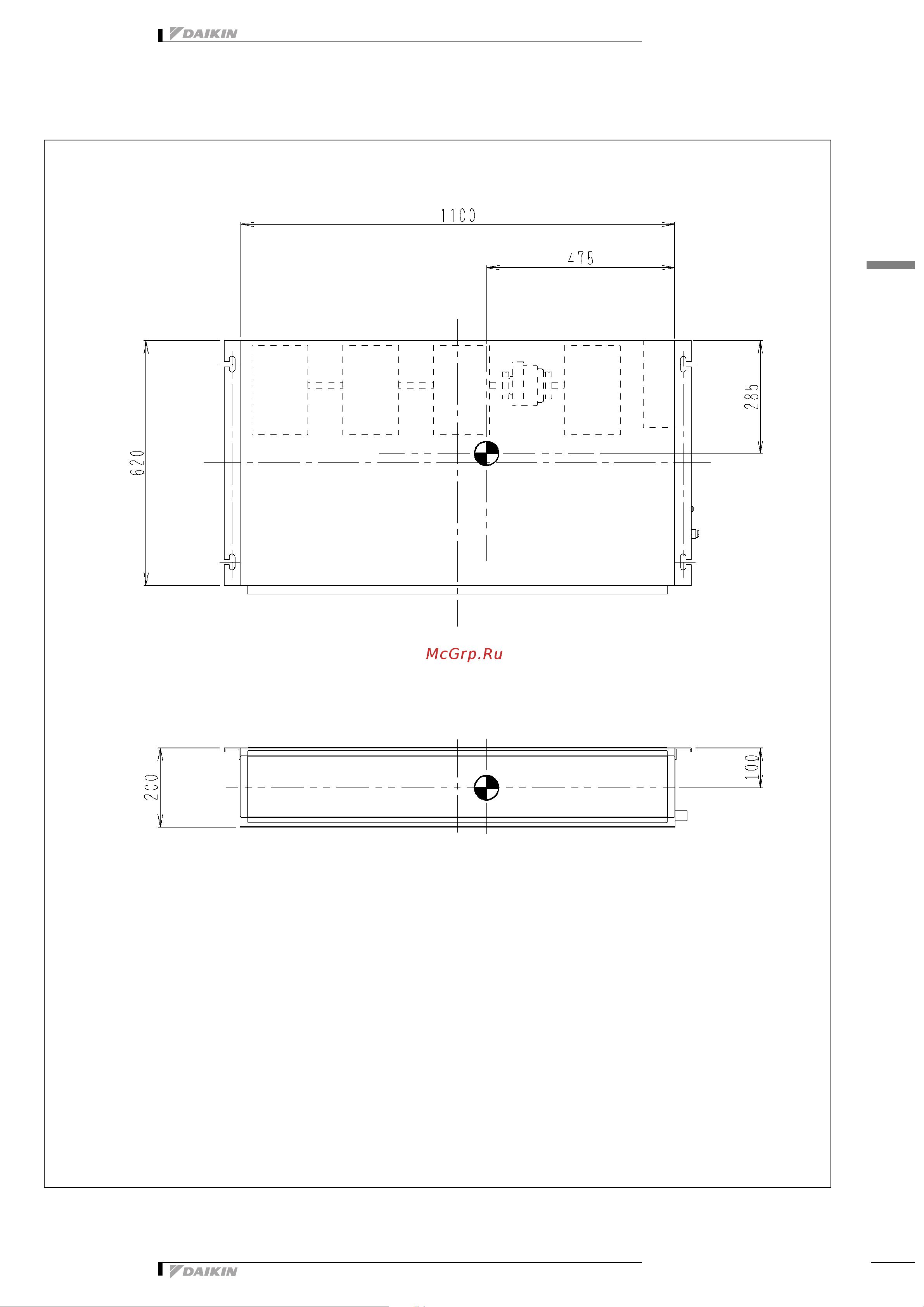 Daikin FDKS60CVMB [8/14] Чертеж в масштабе и центр тяжести