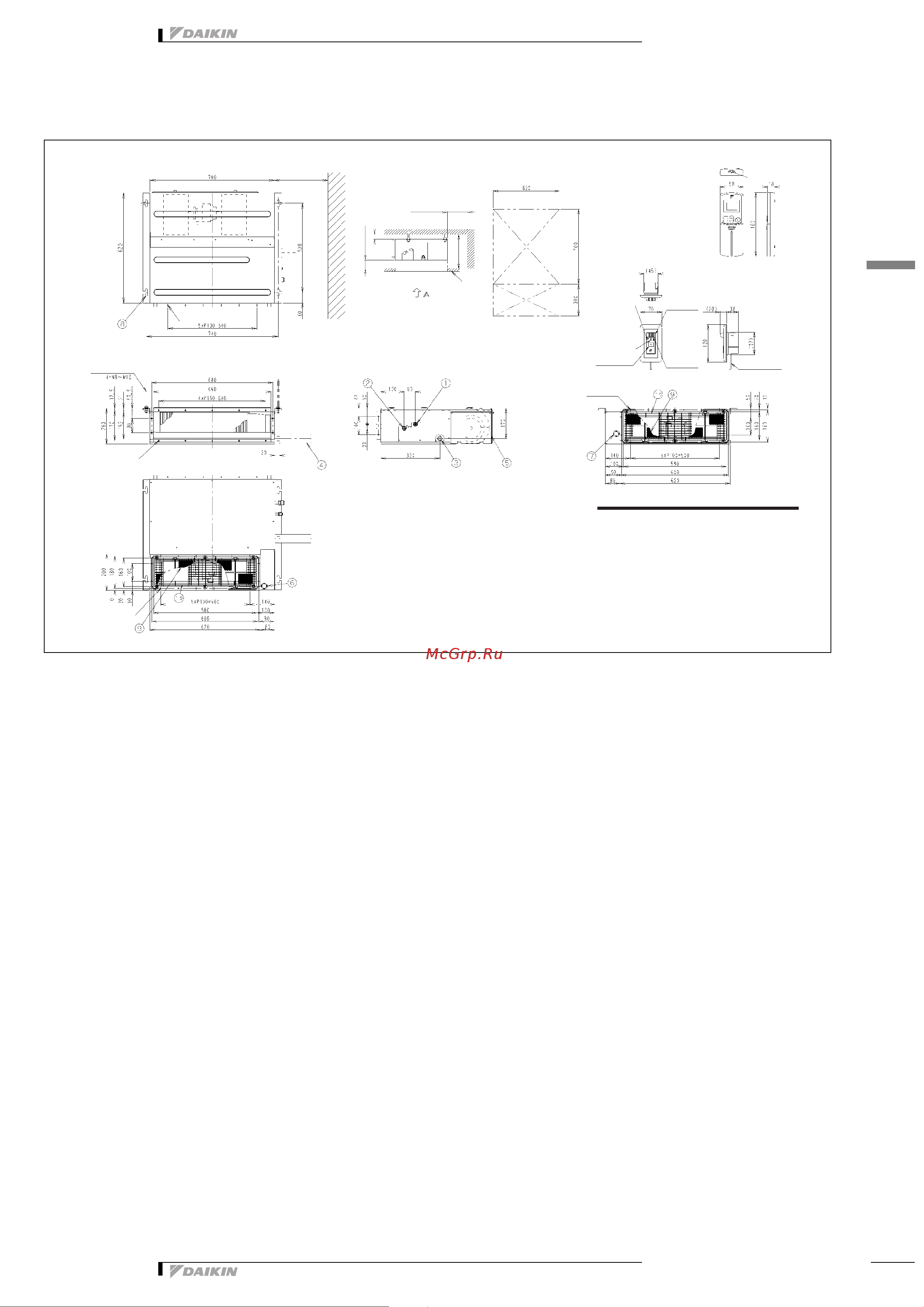 Daikin FDKS25EAVMB [6/12] Чертеж в масштабе и центр тяжести