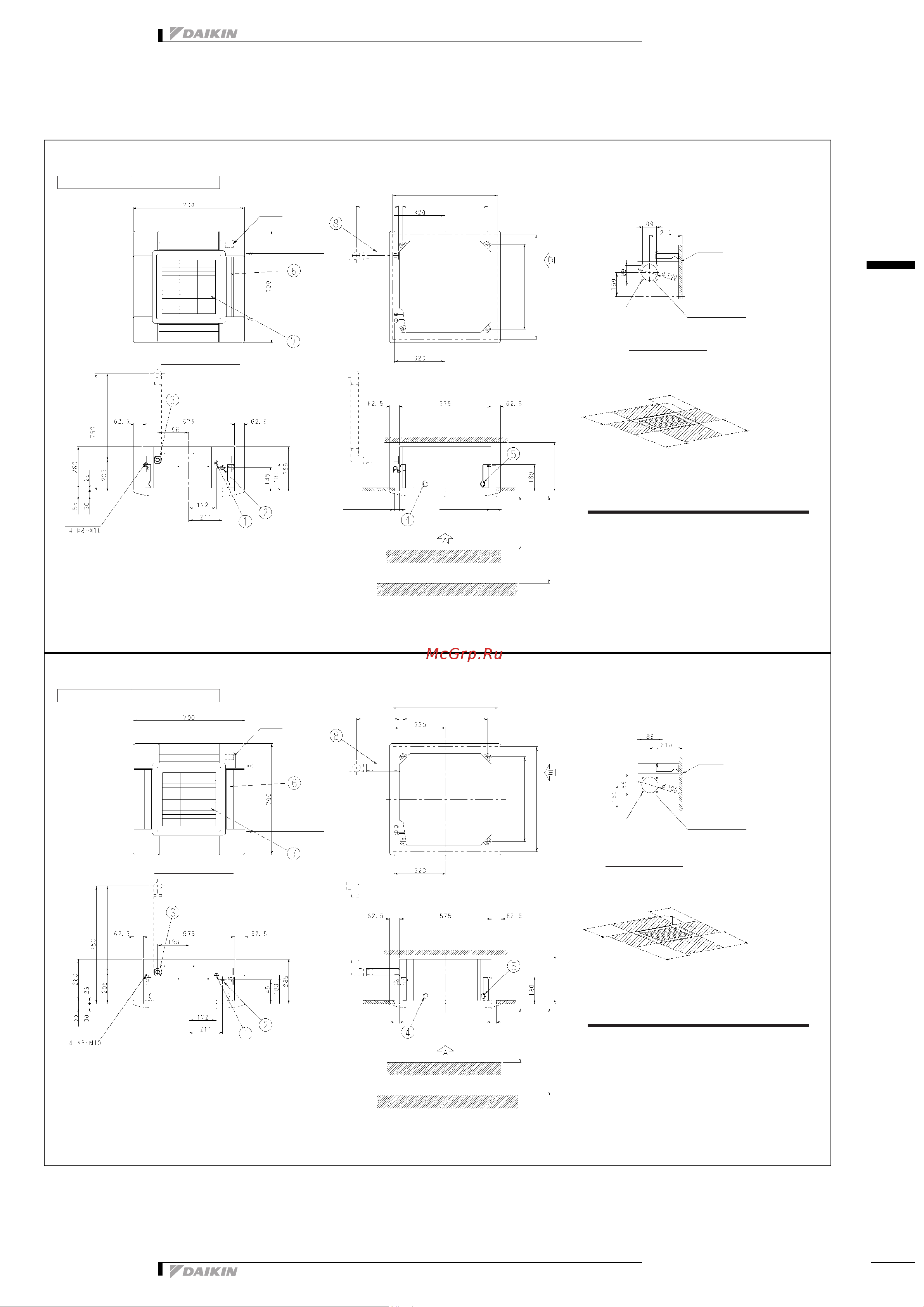 Daikin FFQ50B8V1B [10/24] Чертеж в масштабе и центр тяжести