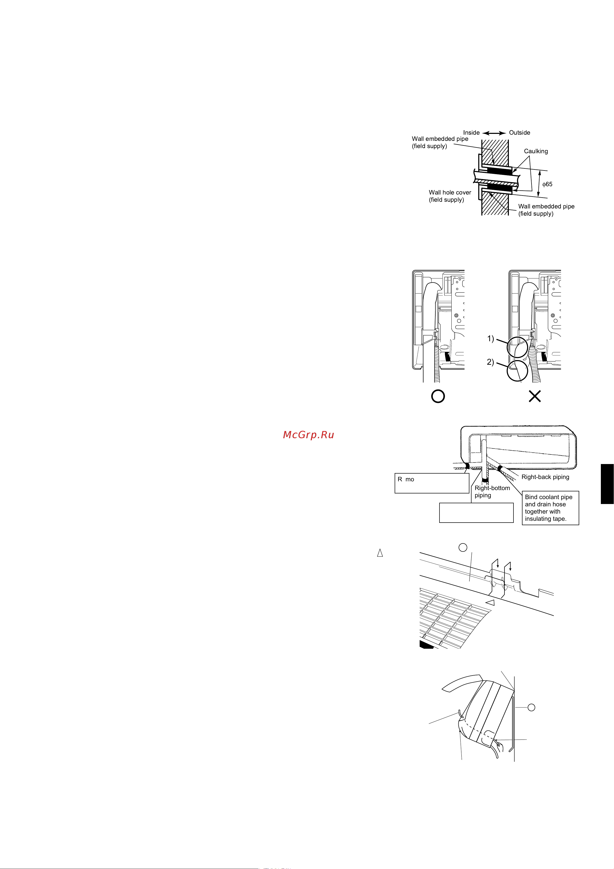 Daikin ATX35GV1B [8/15] Boring a wall hole and installing wall embedded pipe