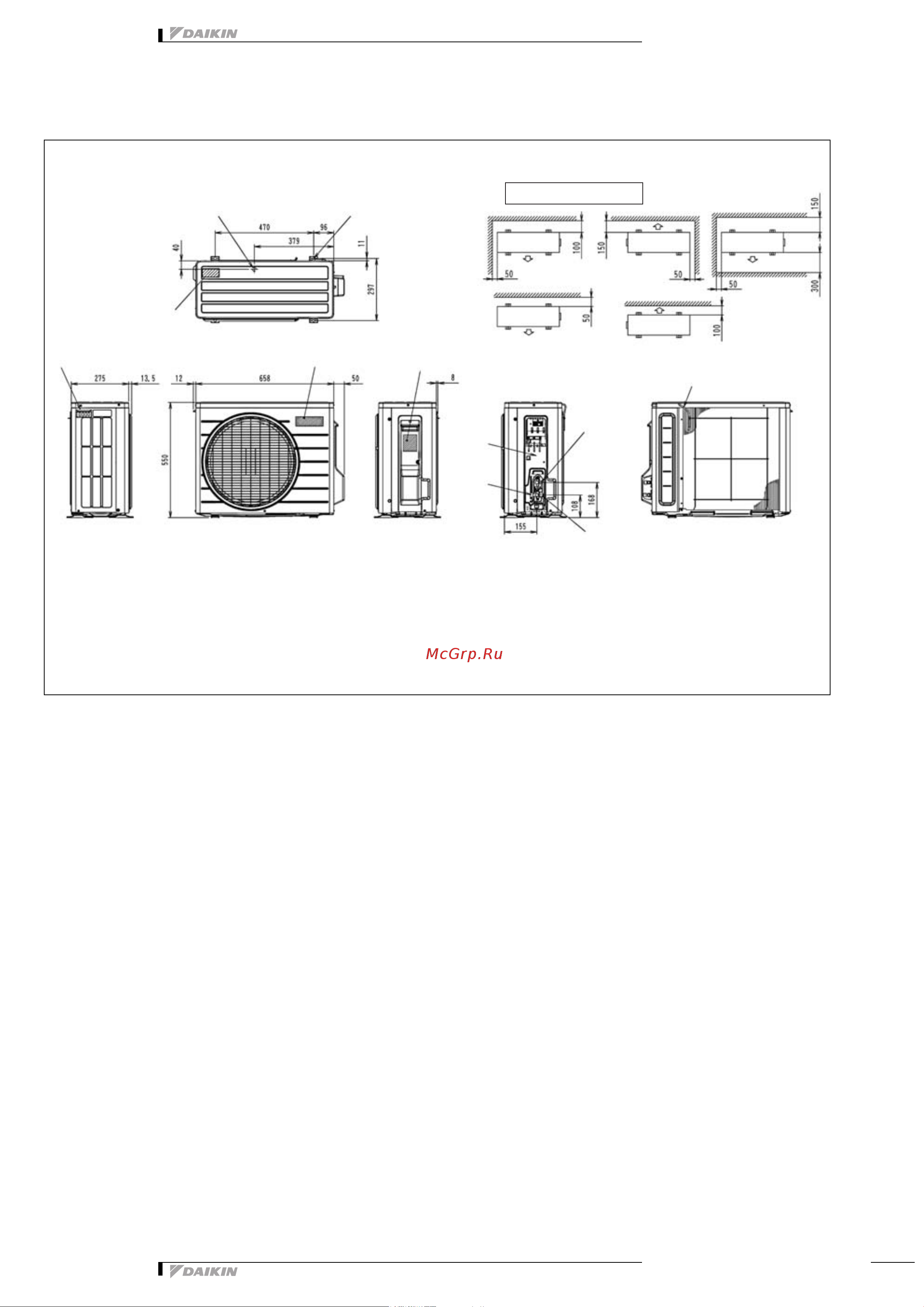 Daikin ARX35JV1B [11/18] Dimensional drawing centre of gravity