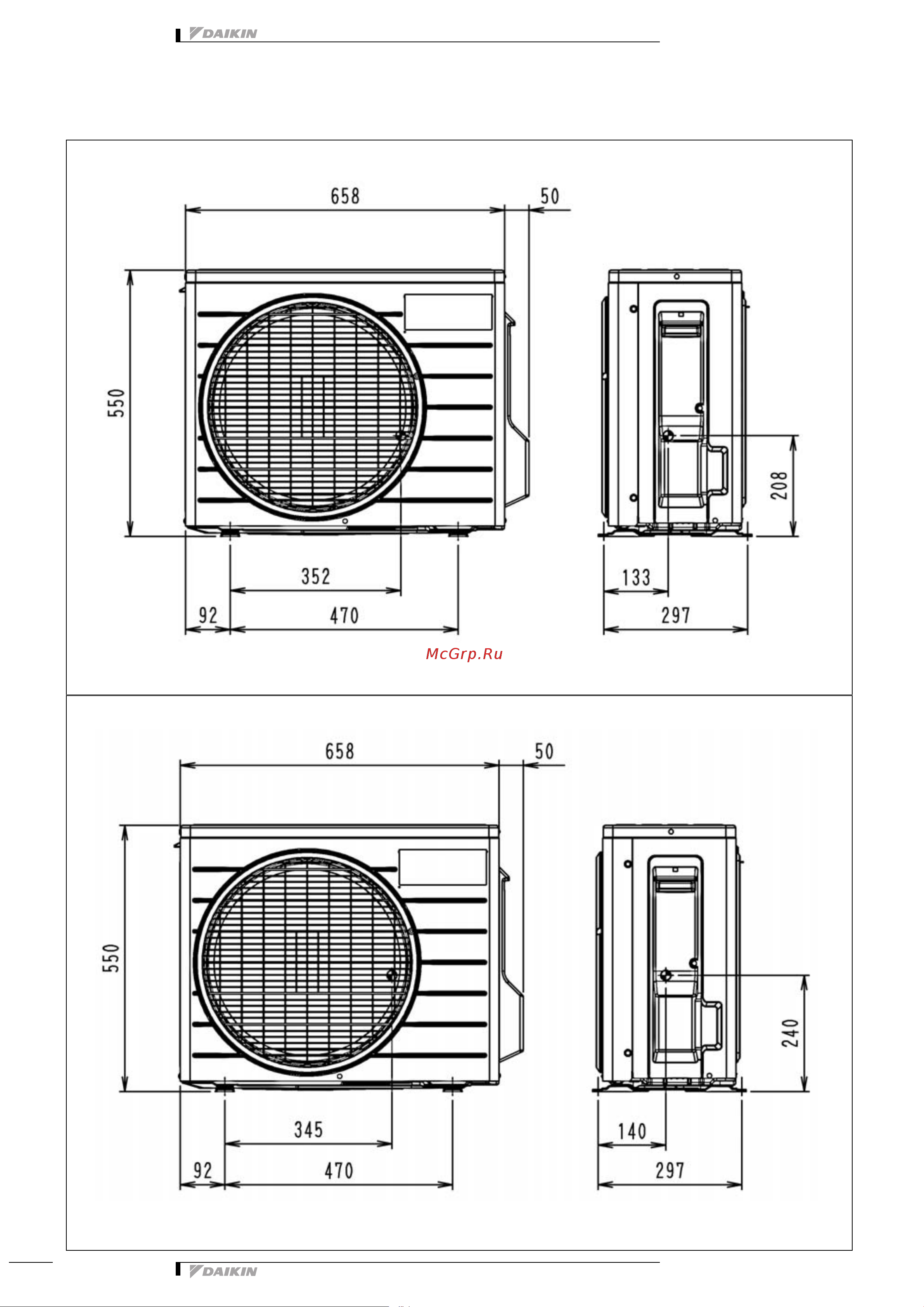 Daikin ARX35JV1B [12/18] Dimensional drawing centre of gravity
