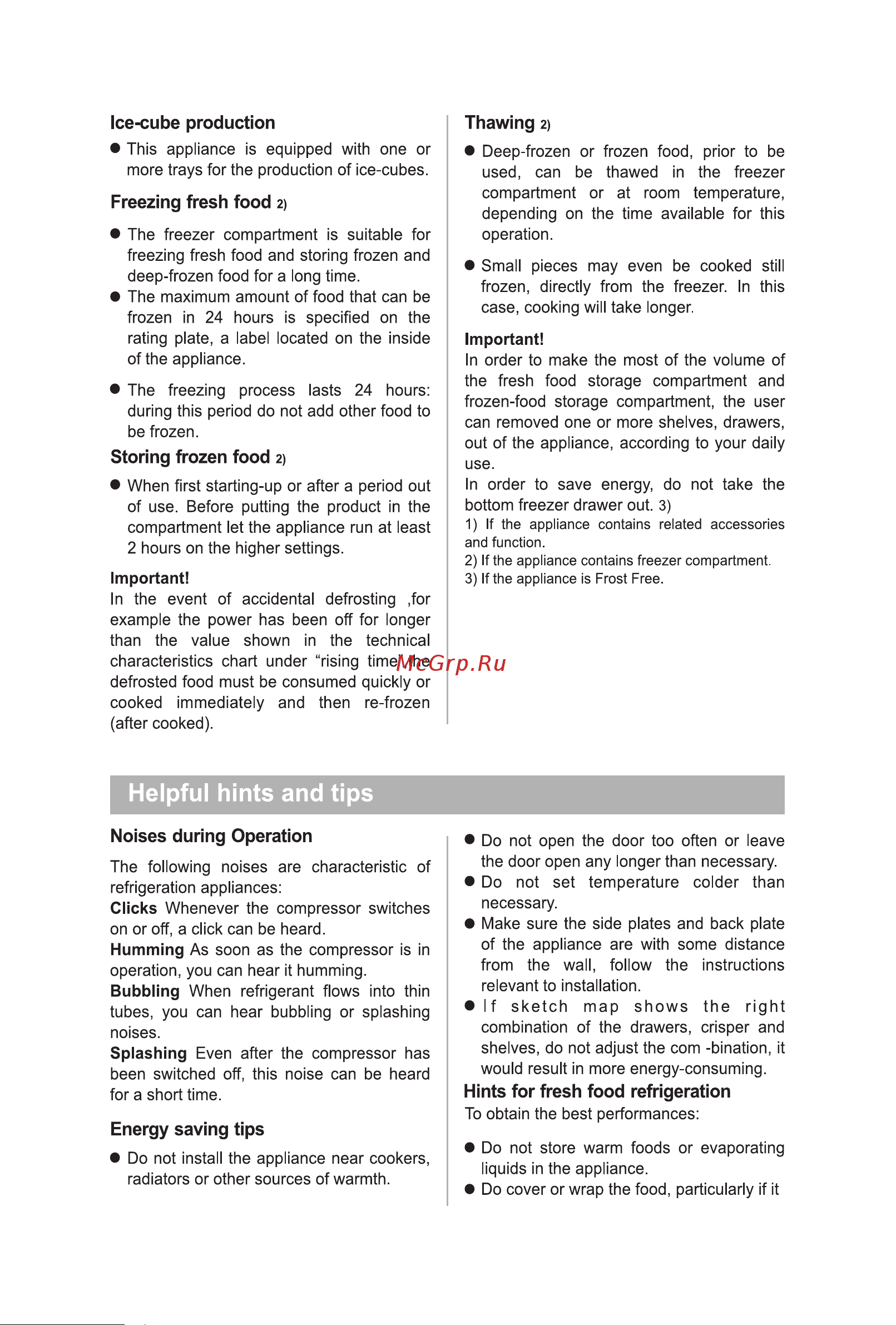 Candy CCOUN 5144WH [22/92] Helpful hints and tips